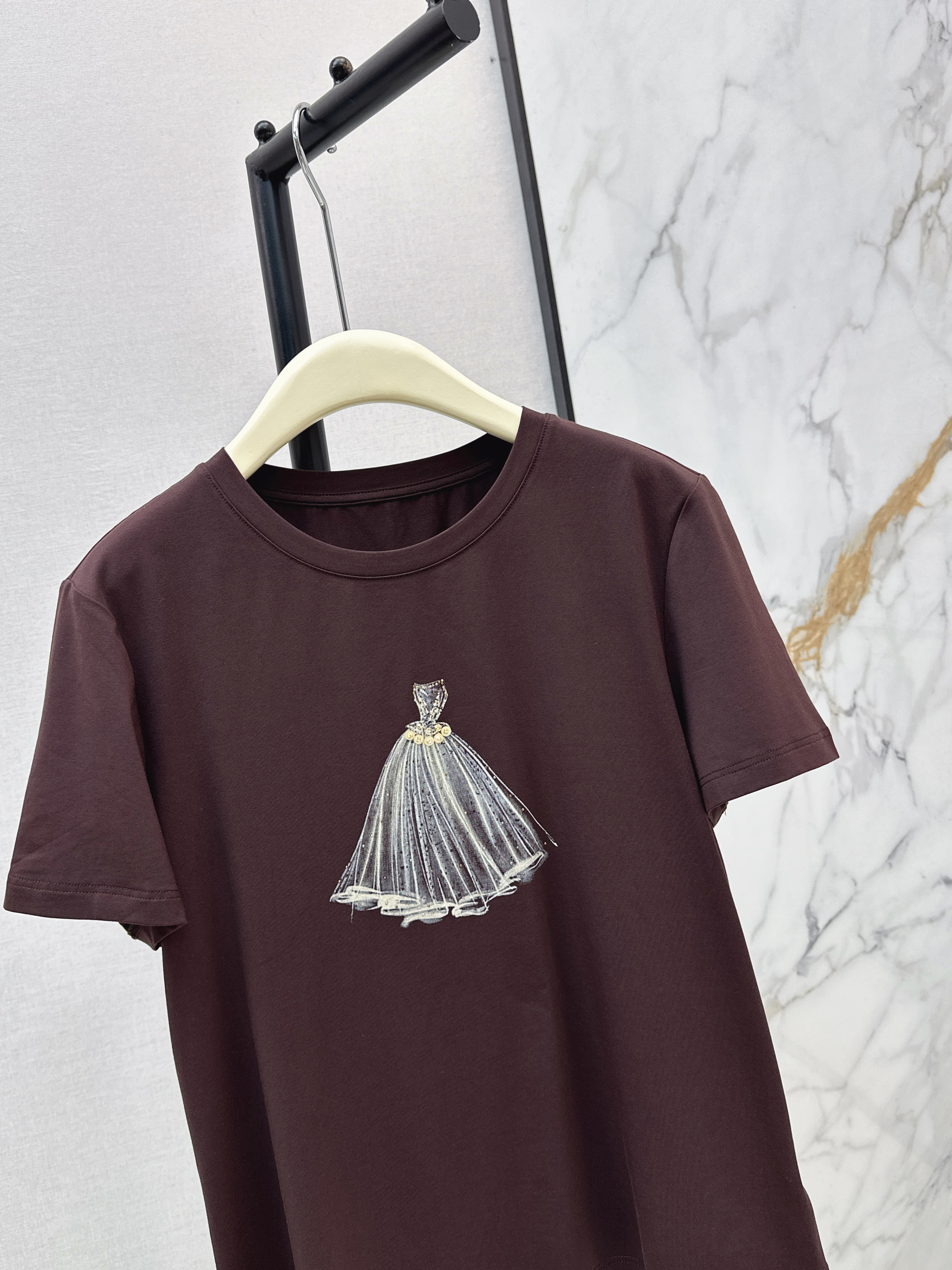 Chan 26ss beading print t-shirt