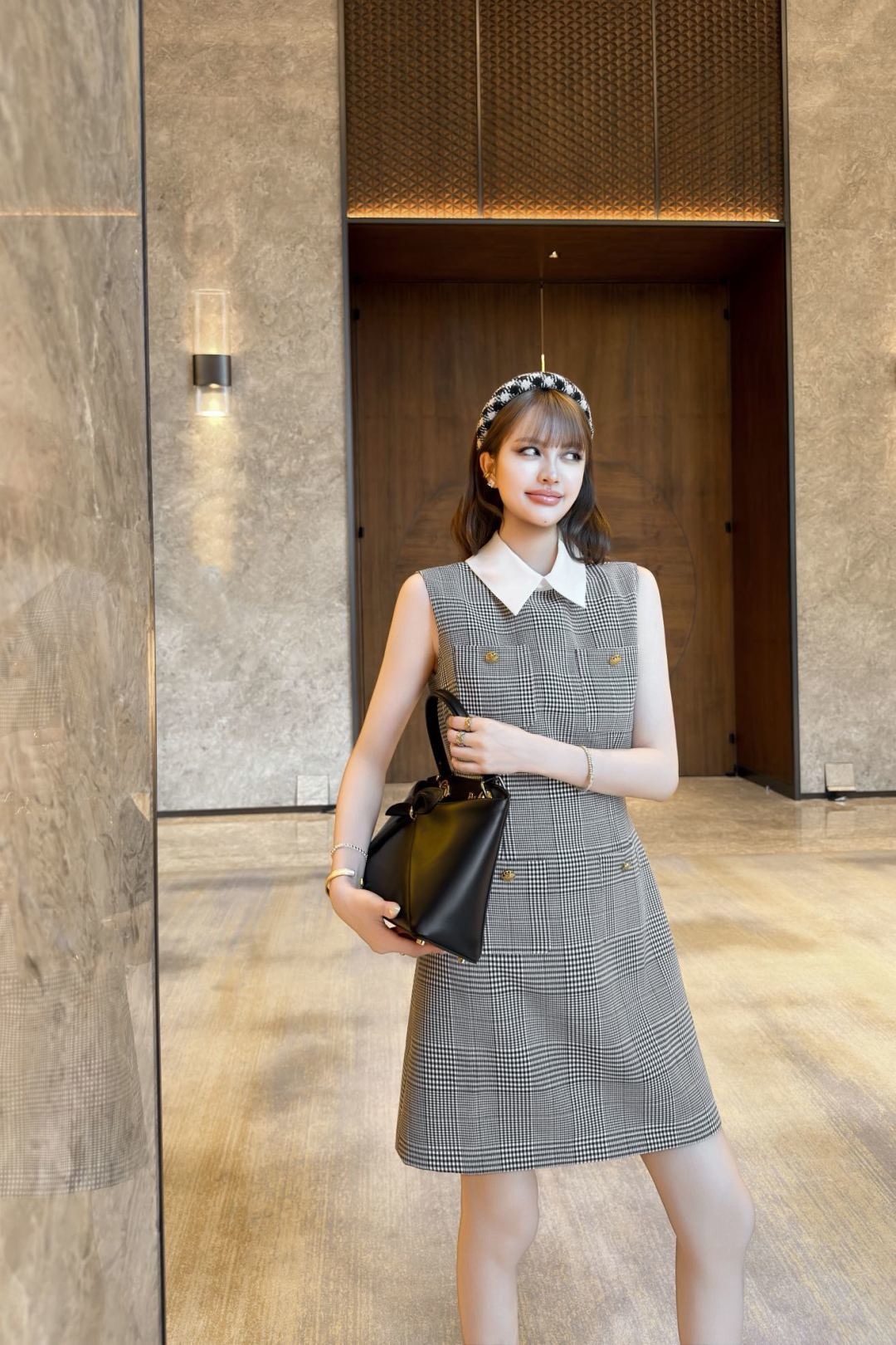 CD 26ss sleeveless check dress