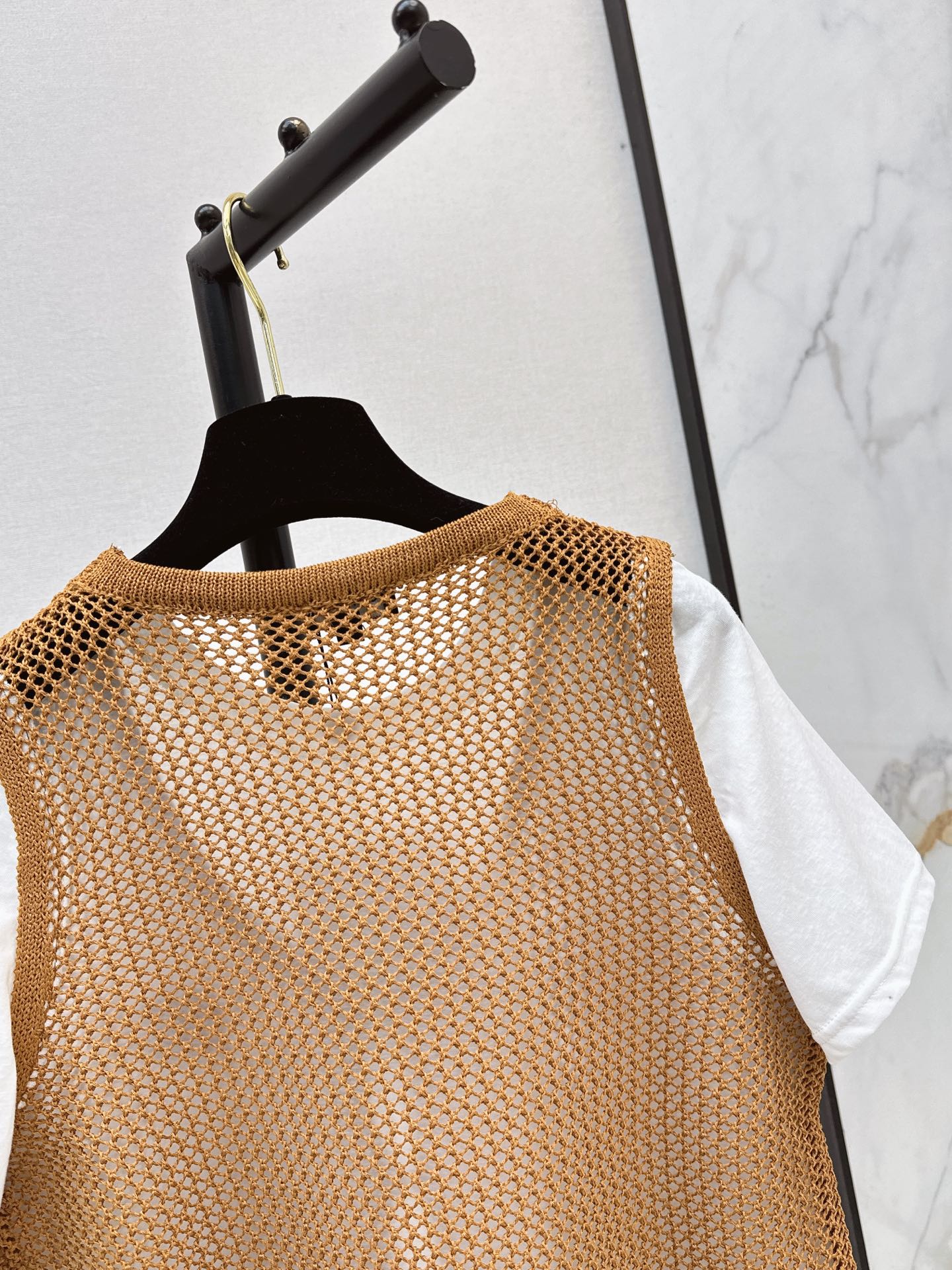 Chan 26ss hollow knit waistcoat