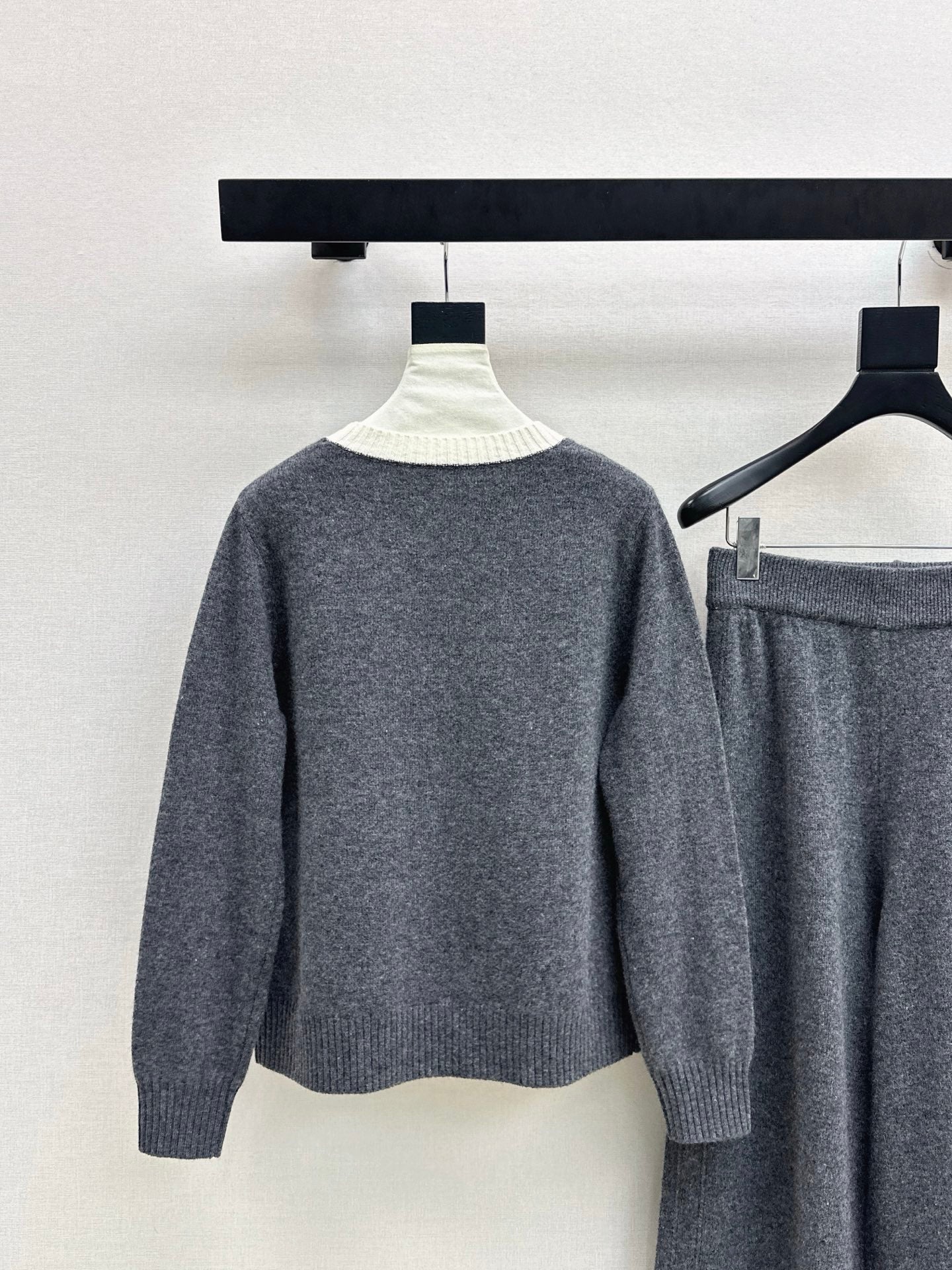 Prad 25fw wool sweater +wide-leg pants outfit set