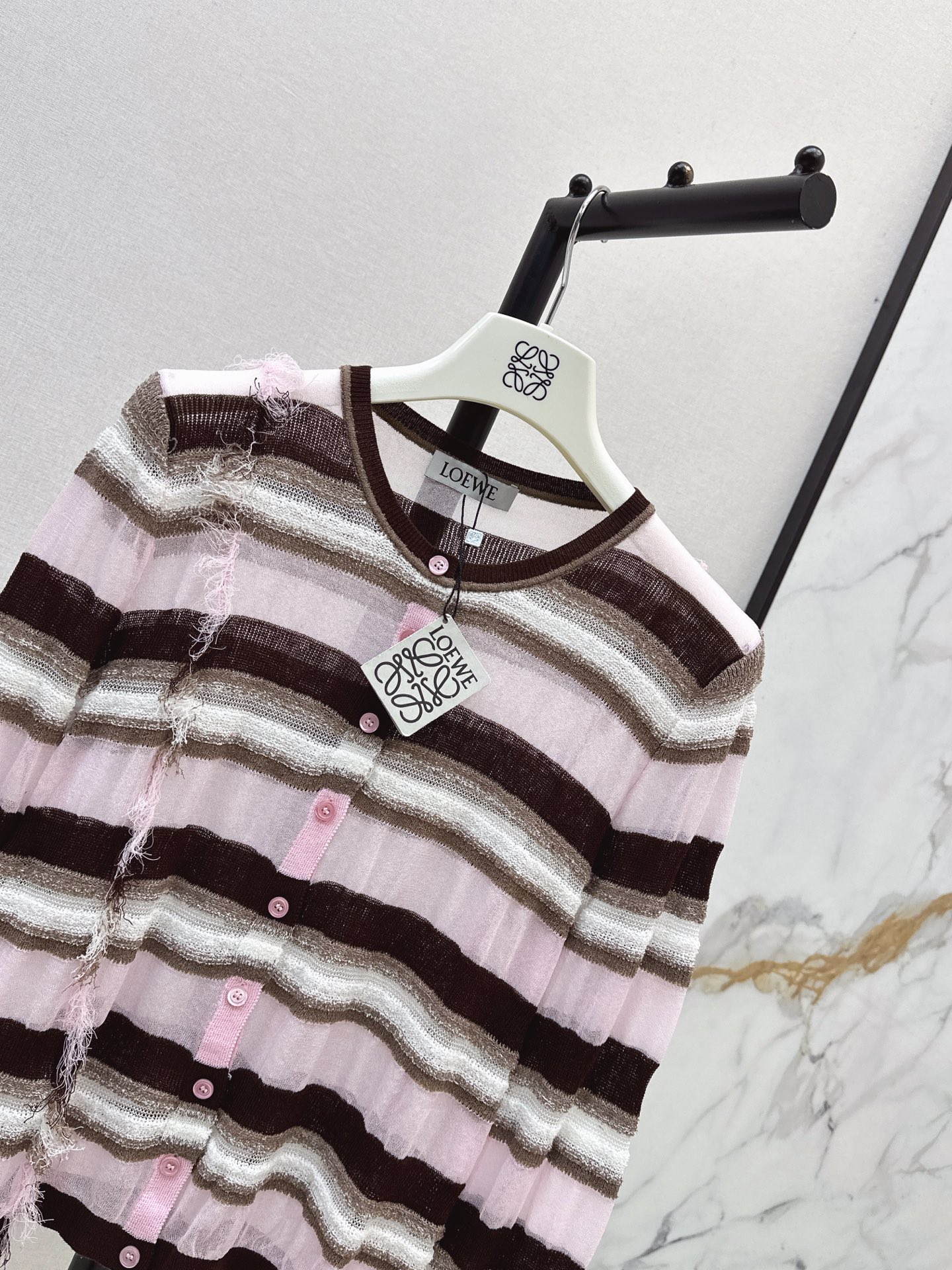 Loe 26ss stripe knit cardigan