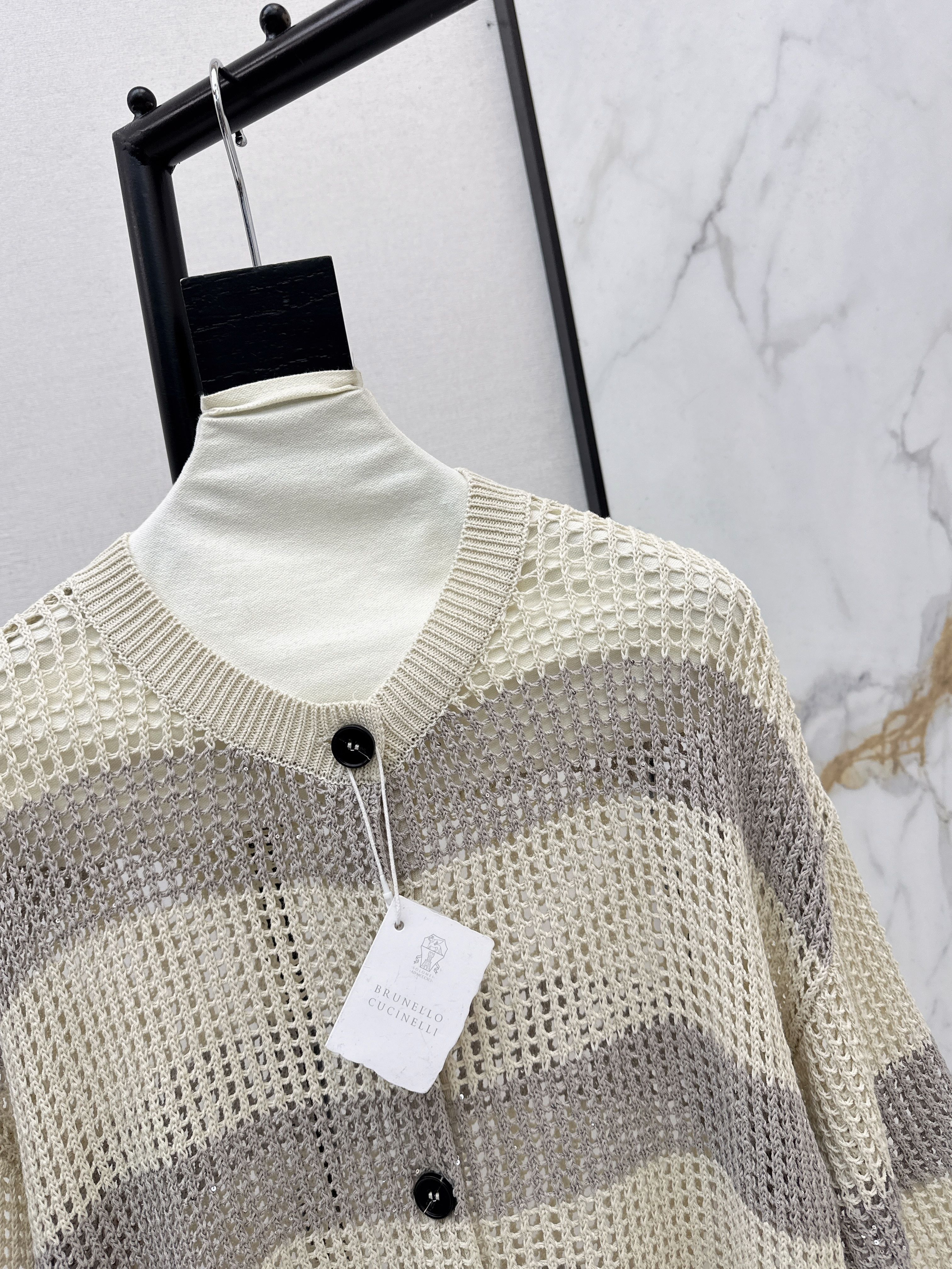 Brun 26ss hollow cardigan