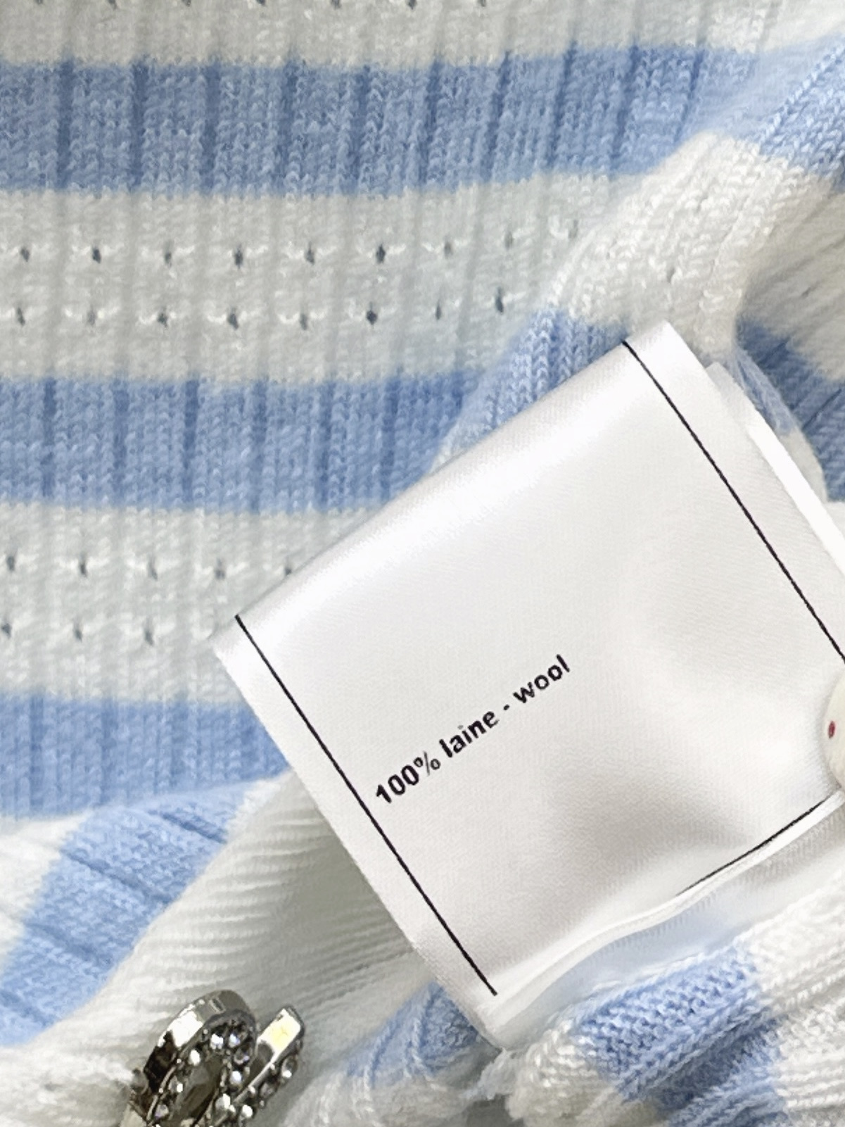Chan 26SS White and Blue Striped Knit Top