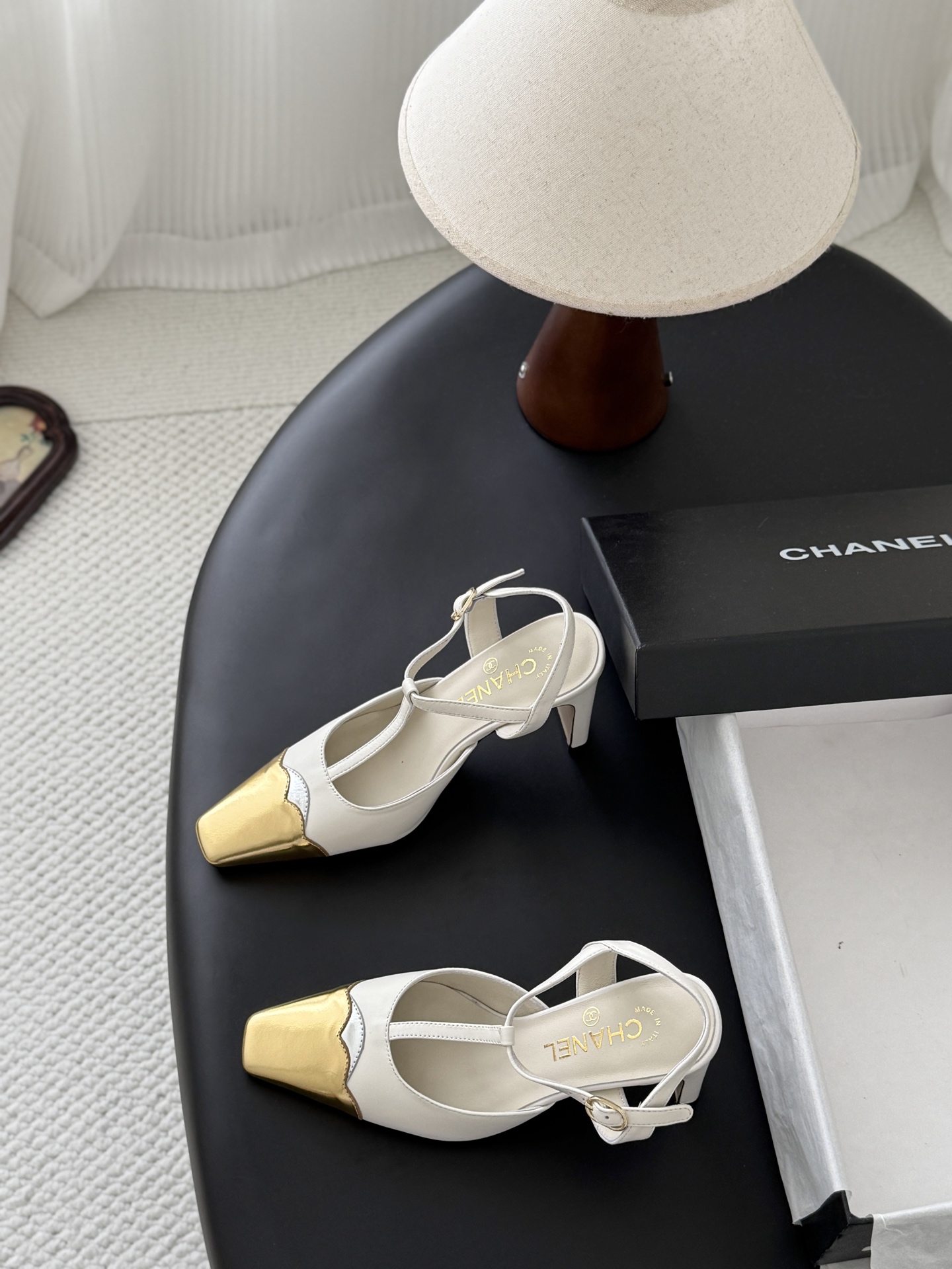 Chan 26P t-strap slingback heels