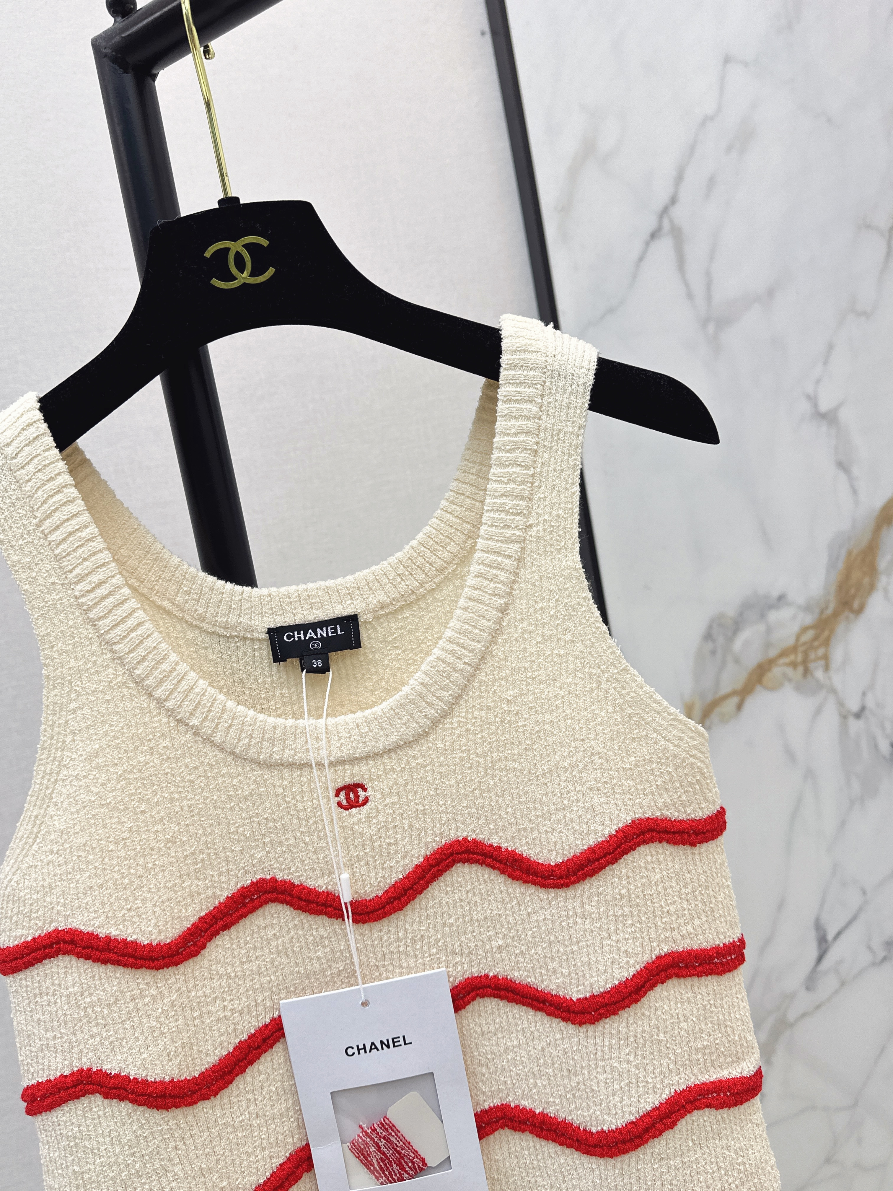 Chan 26ss stripe knit vest