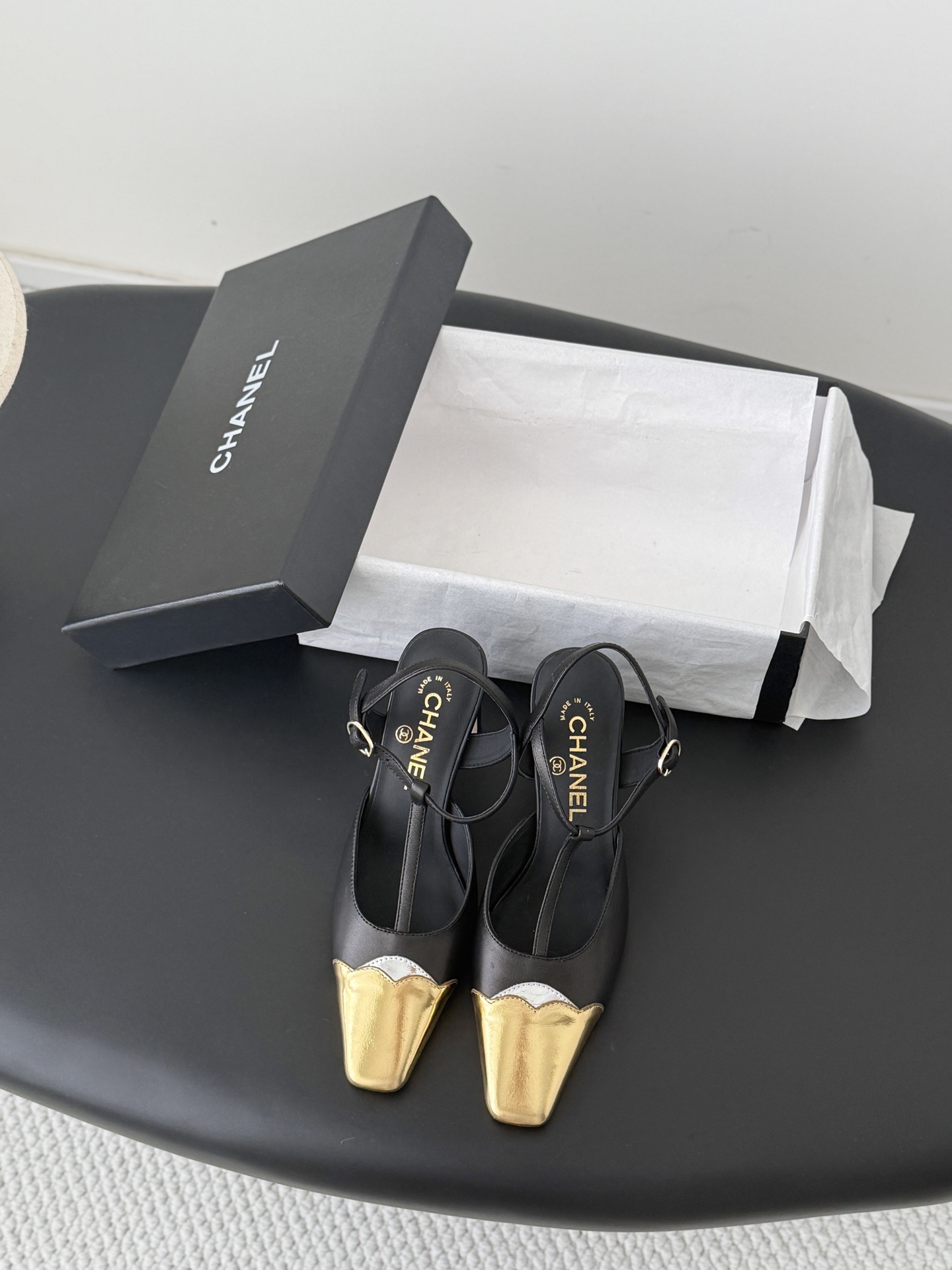 Chan 26P t-strap slingback heels