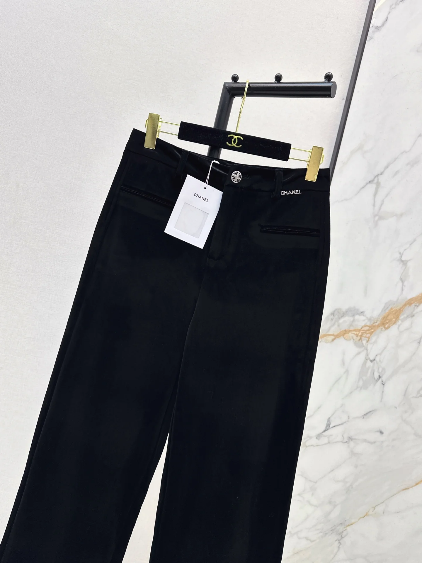Chan 26ss velvet wide-leg pants