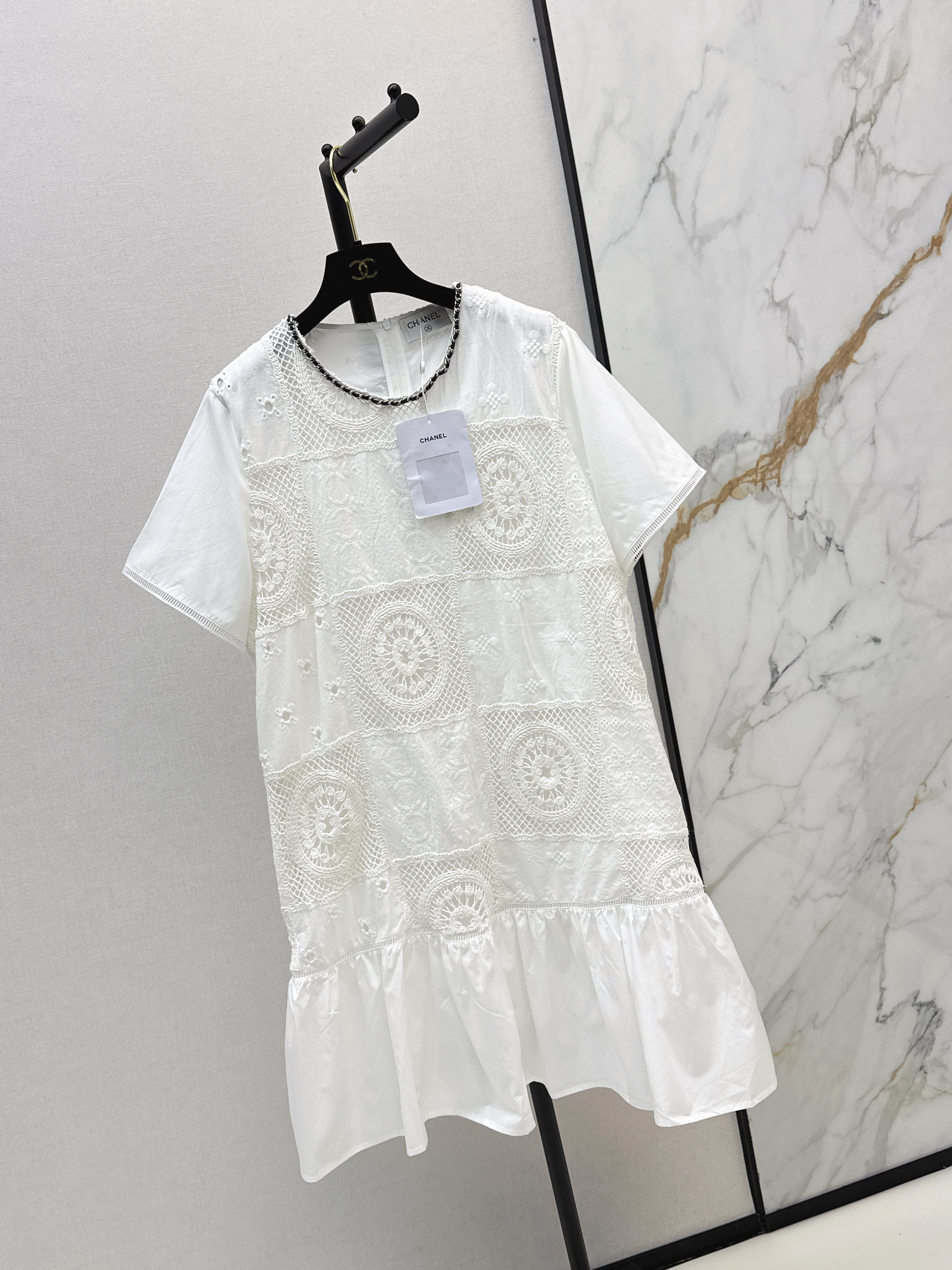 Chan 26ss hollow crochet dress