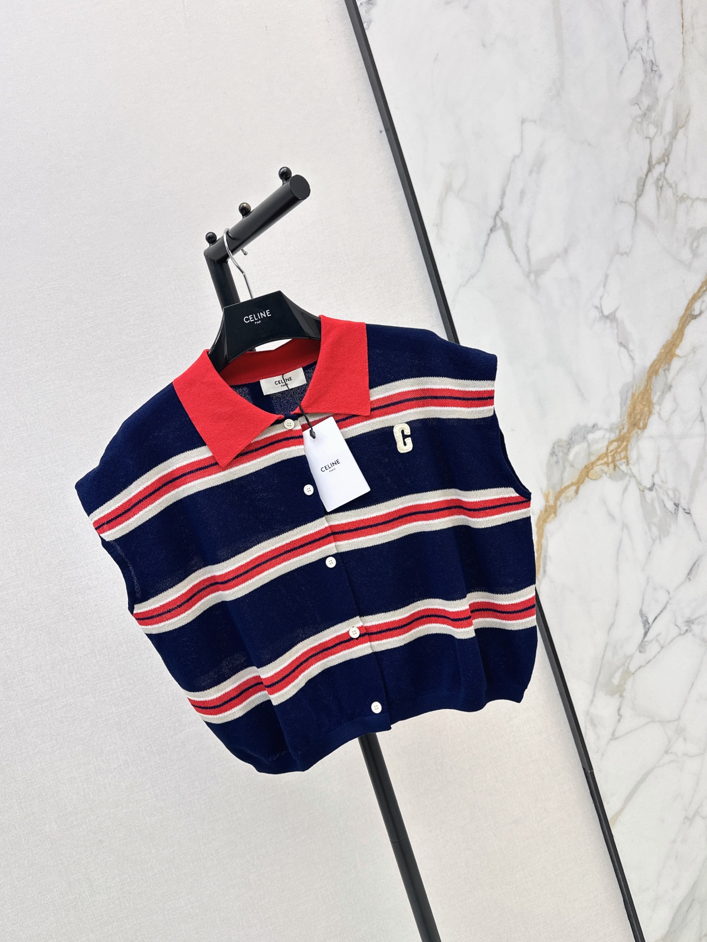 Celi 26ss sleeveless knit cardigan