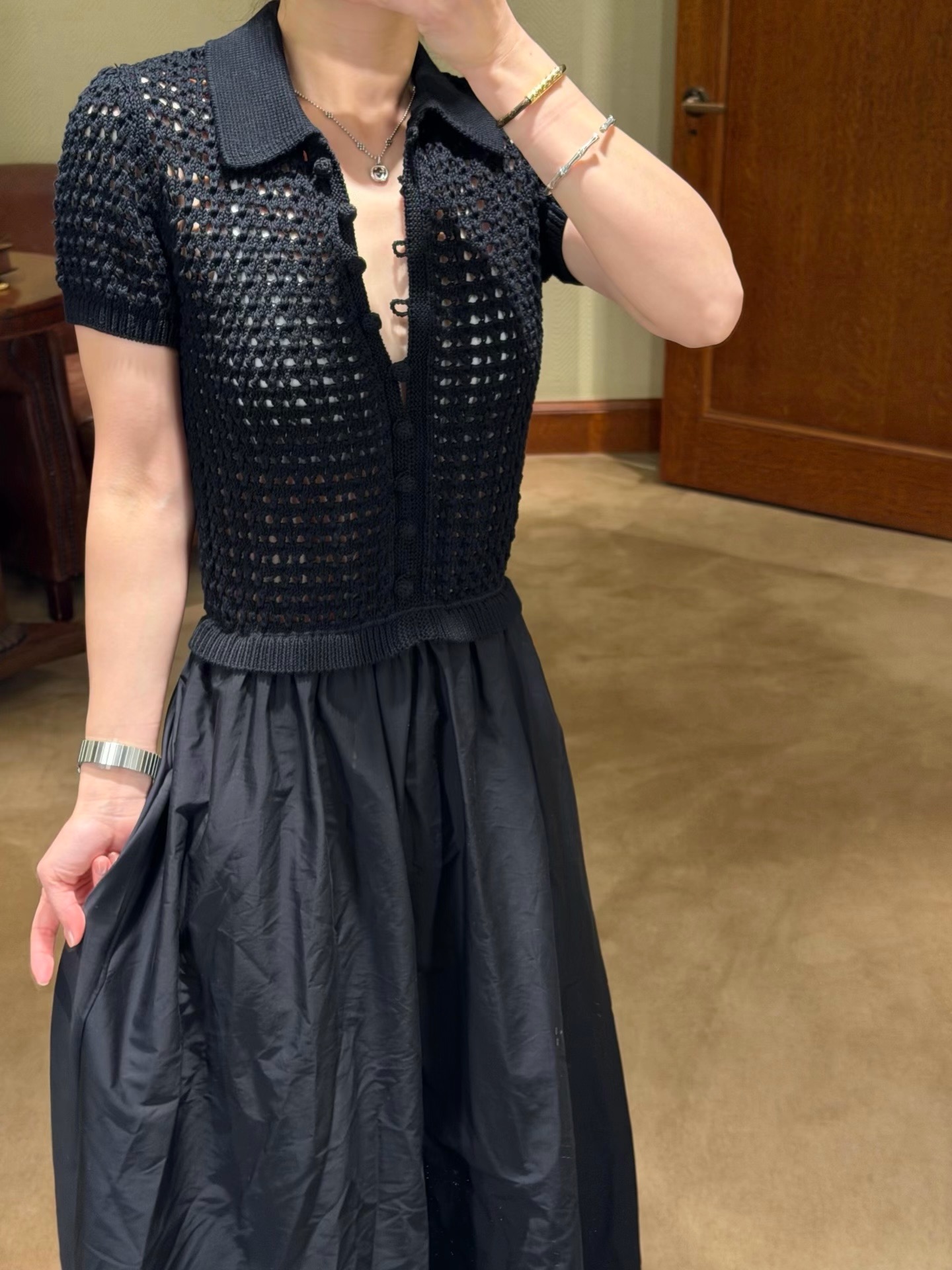 Ralp 26ss hollow knit contract dress