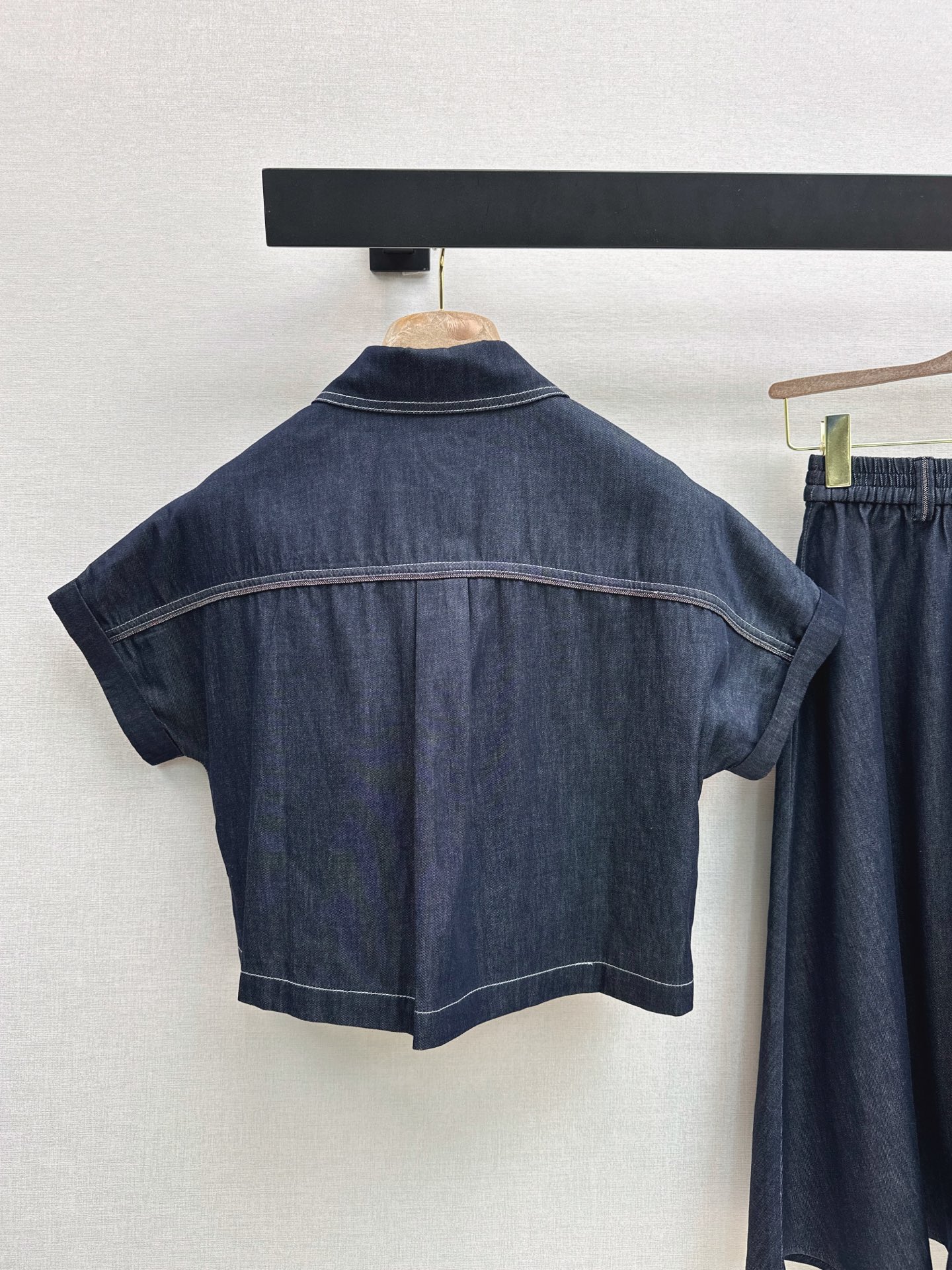 Brun 26ss denim shirt skirt set