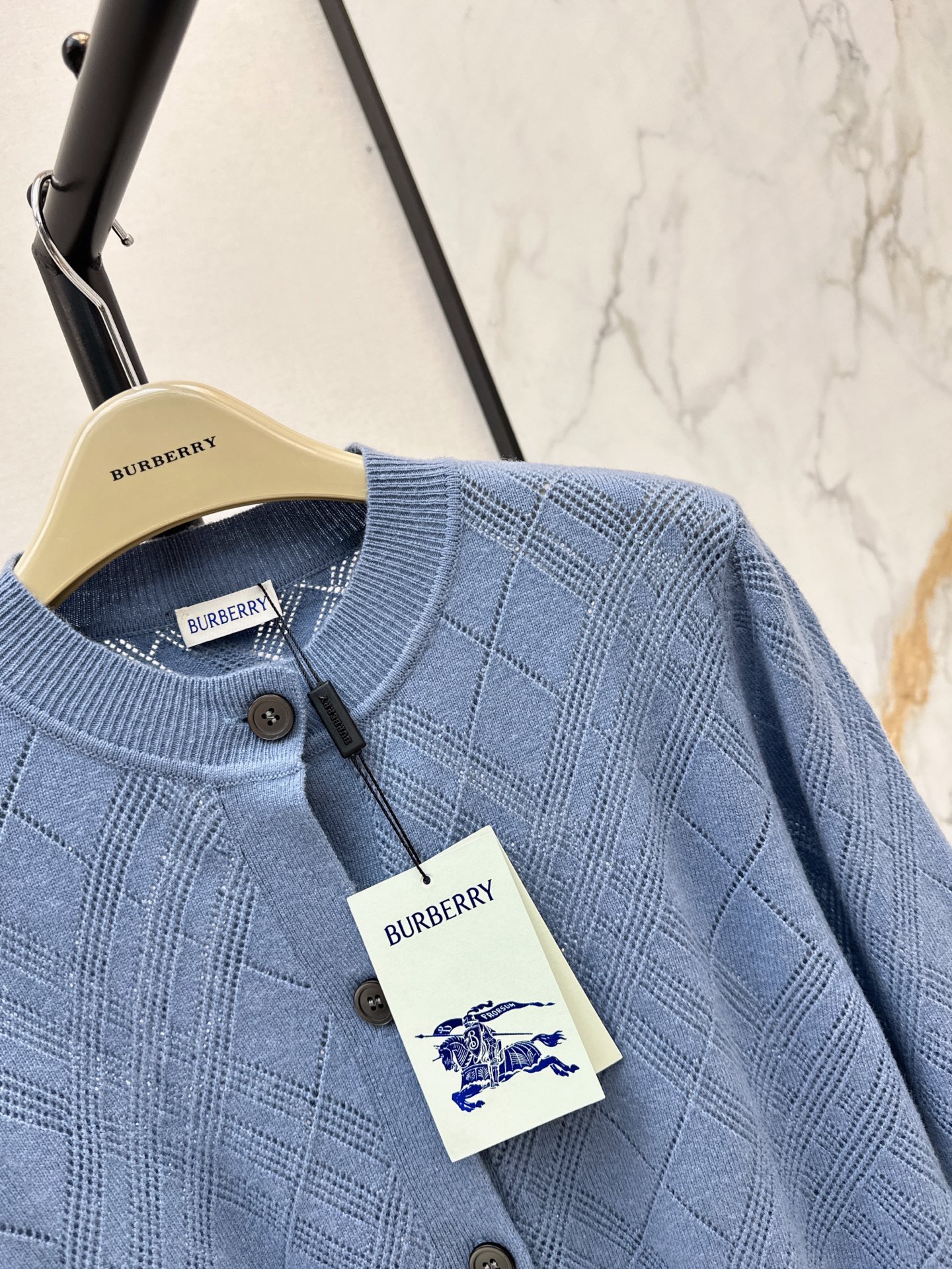 Bur 26ss check jacquard knit cardigan
