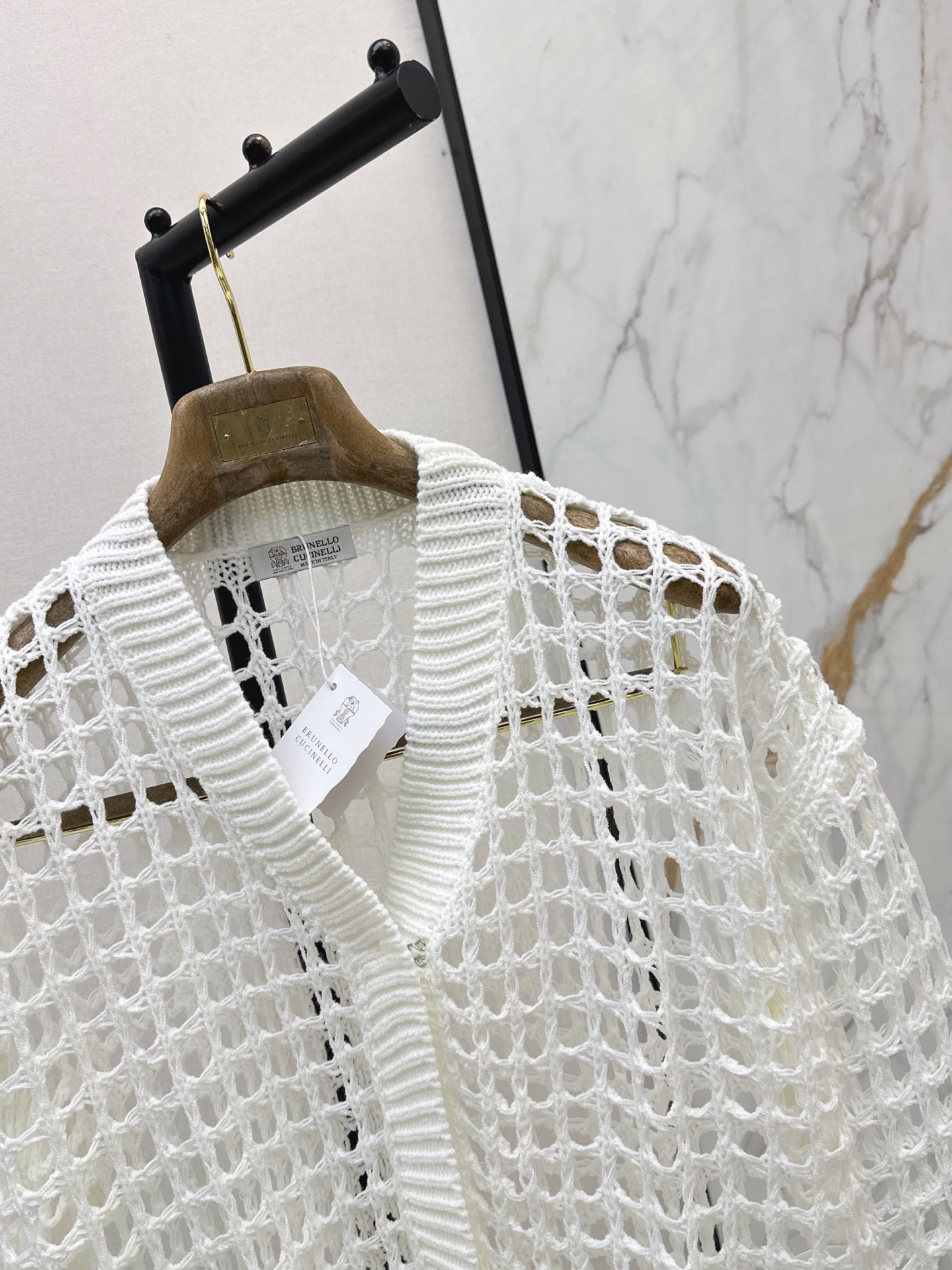 Brun 26ss hollow knit cardigan