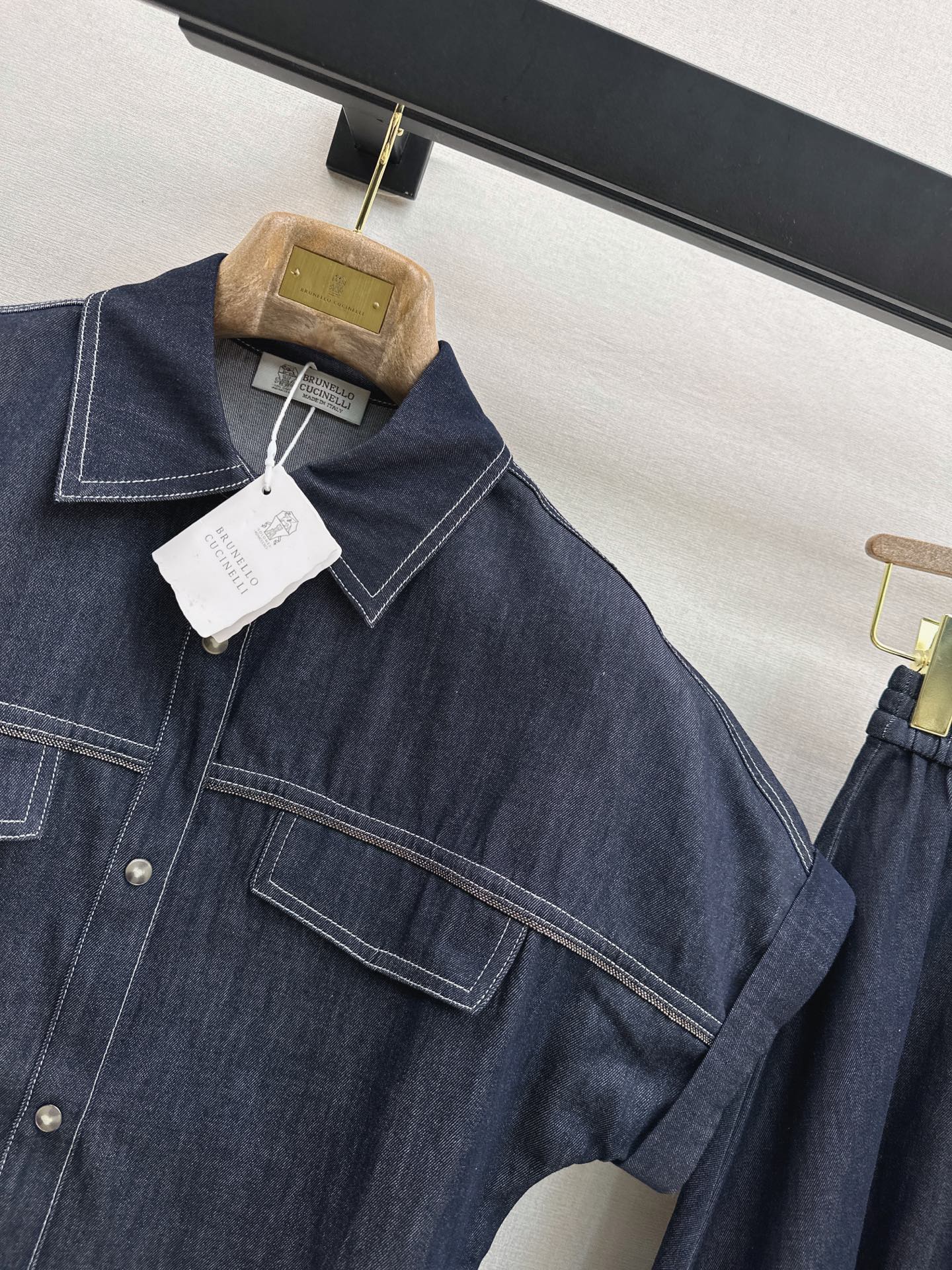 Brun 26ss denim shirt skirt set