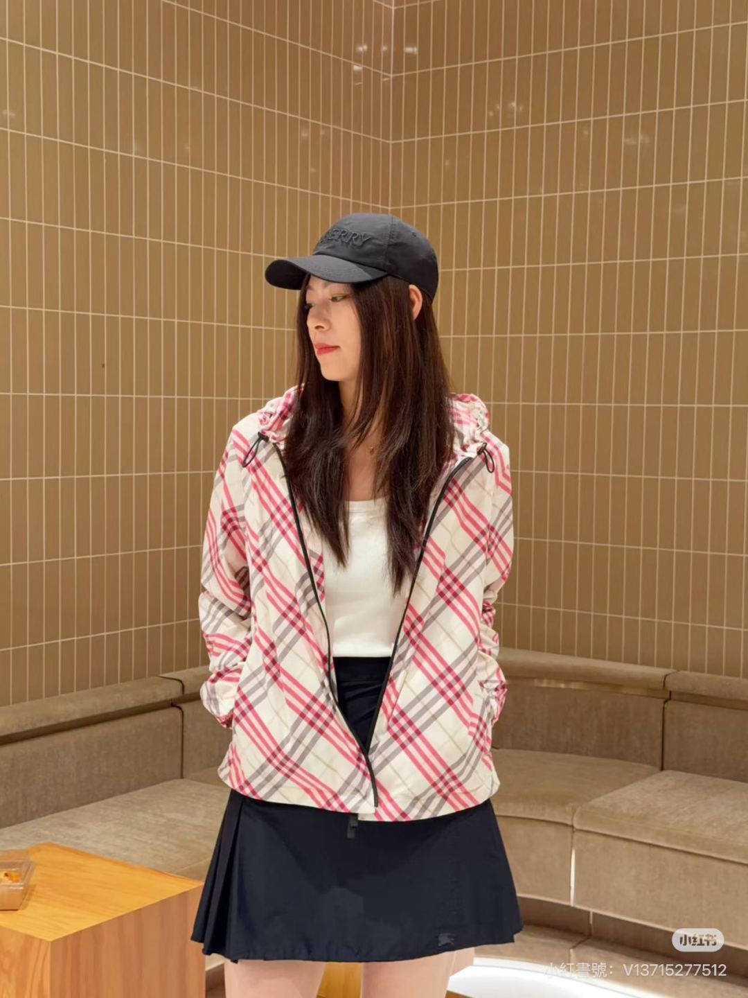 Burb 26ss check hooded jacket