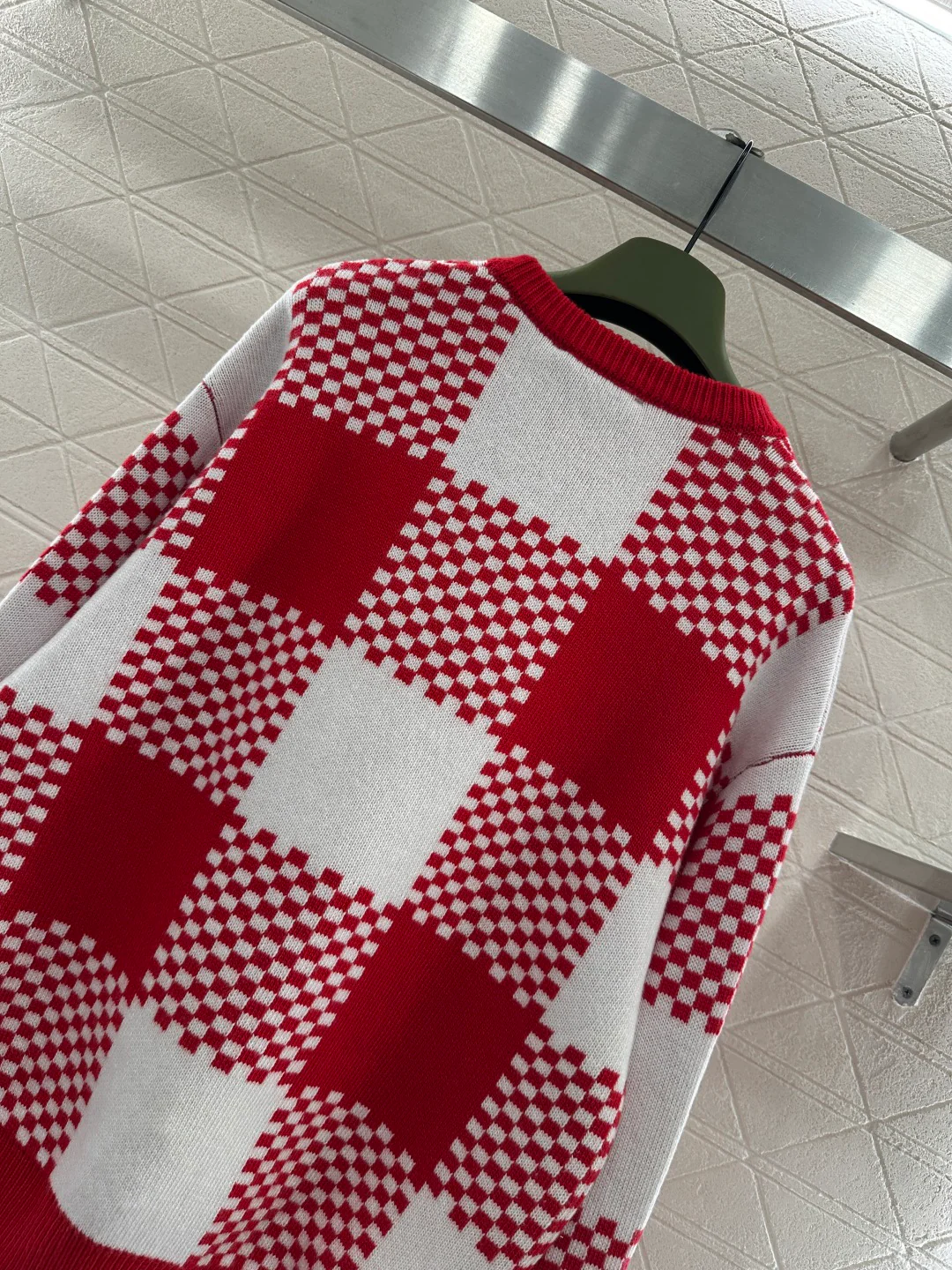Gucc 26ss checkerboard knit sweater
