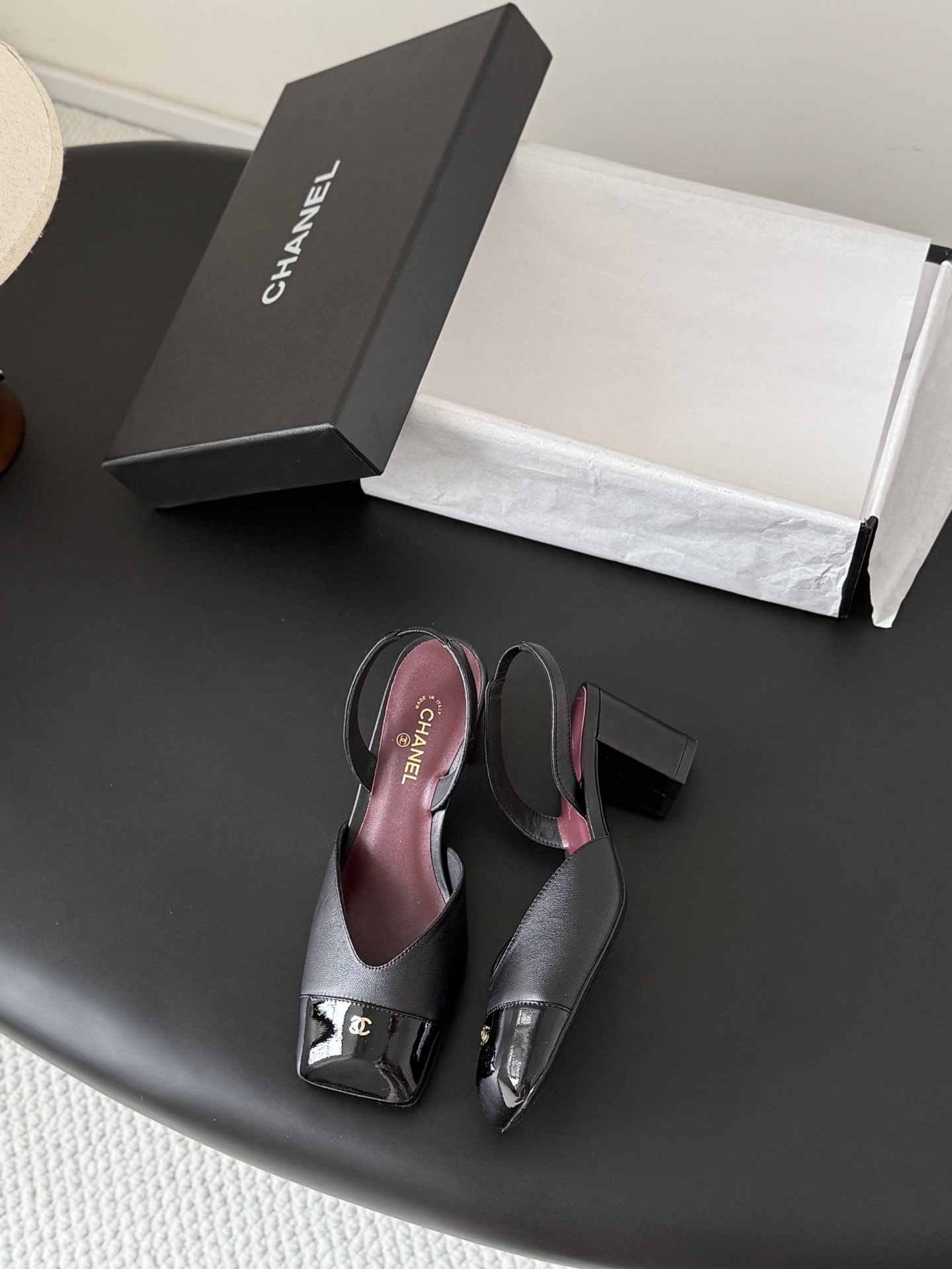 Chan two-tone slingback pumps