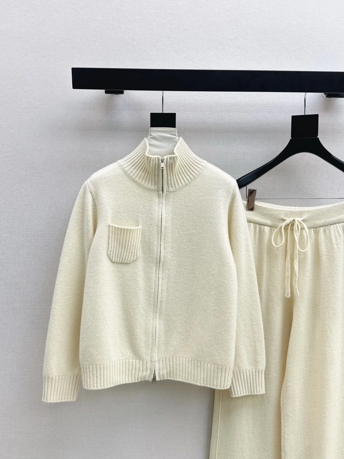 Brun 25fw zipper sweater+straight pant outfit sets