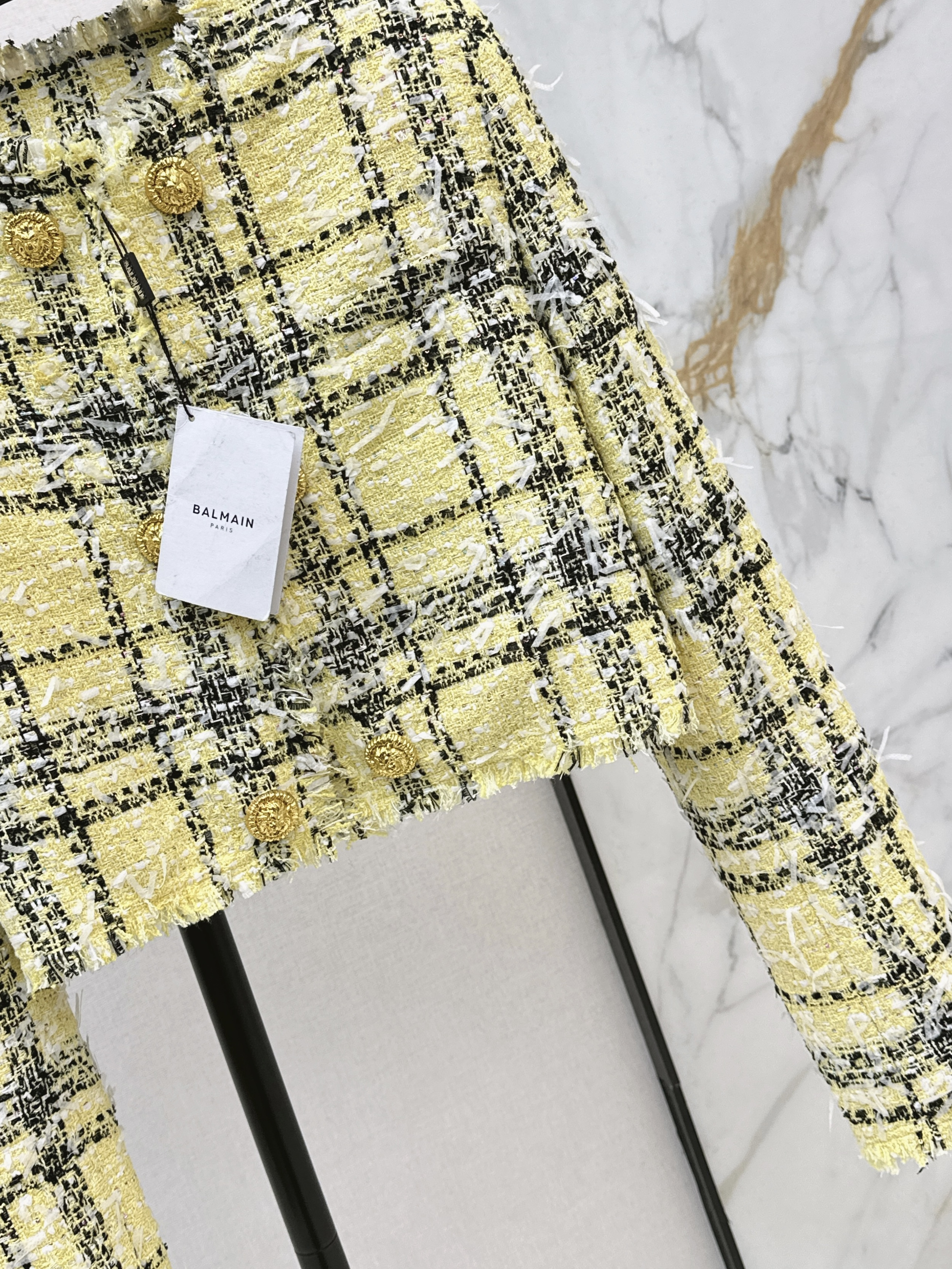 Bal 26ss check tweed jacket