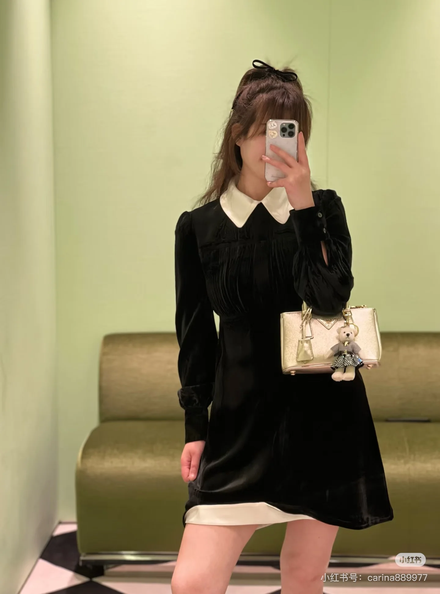 Prad 26ss velvet dress