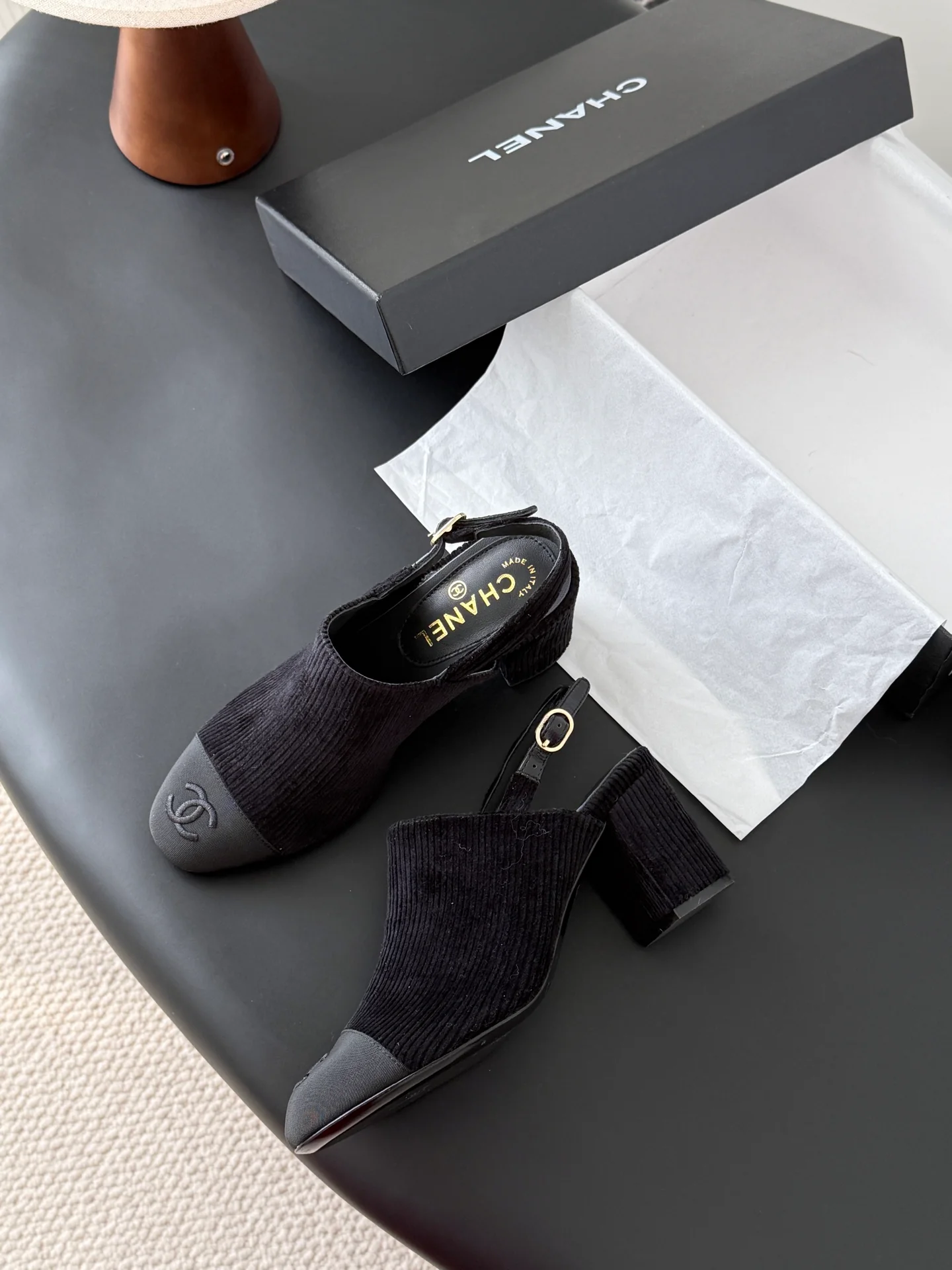 Chan 25fw slingback chunky heels