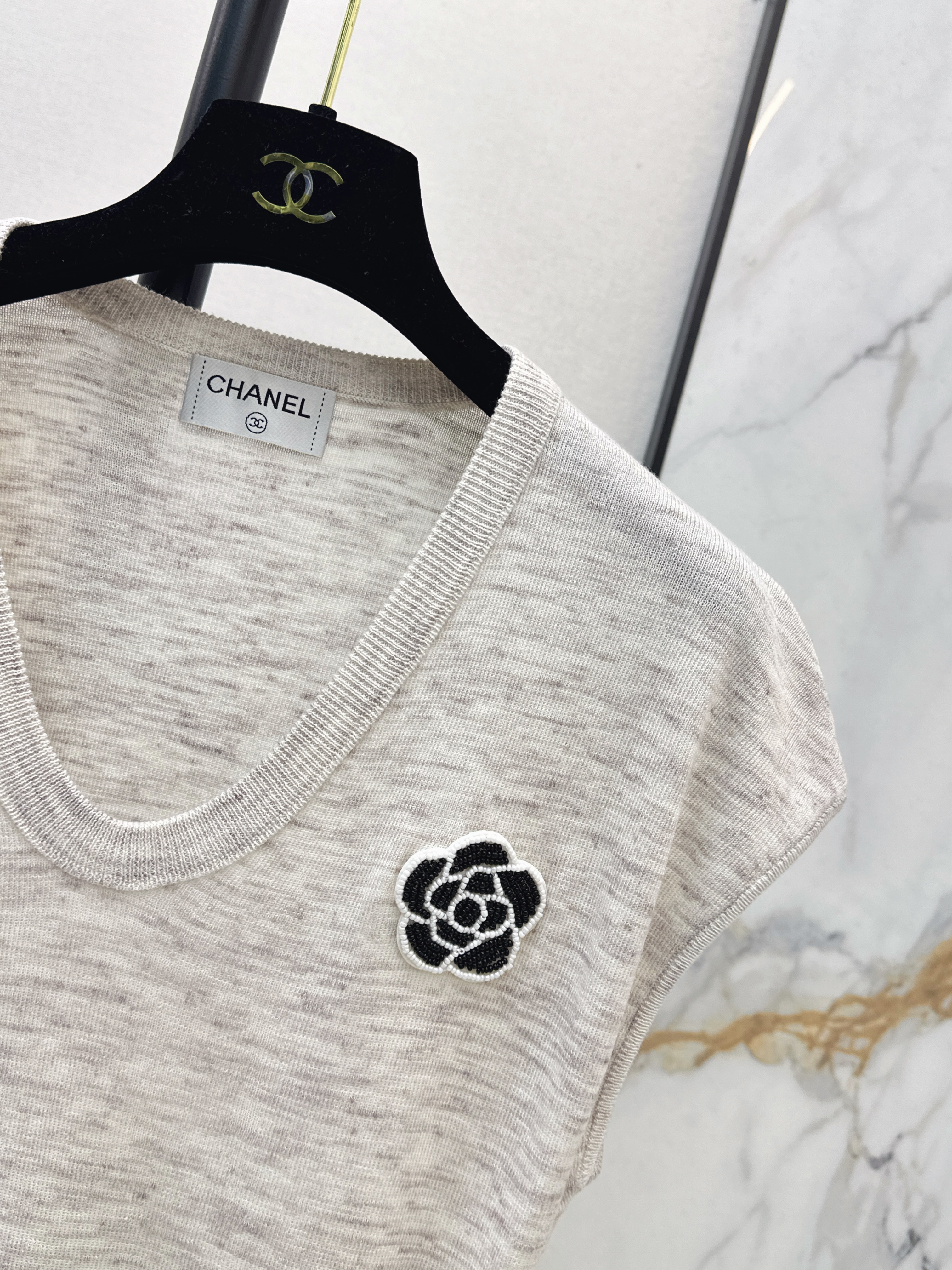 Chan 26ss 3d flower t-shirt