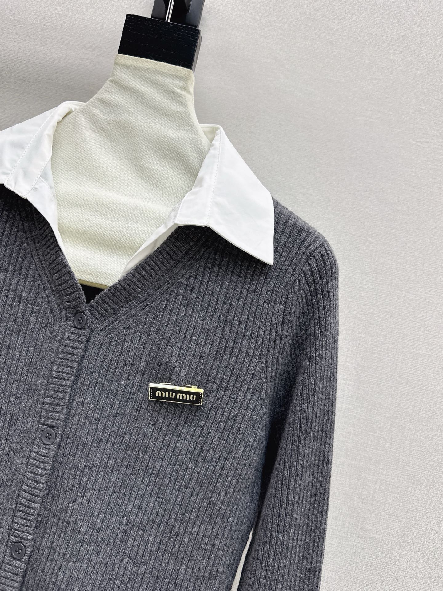 Miu 26SS 2in1 knit shirt