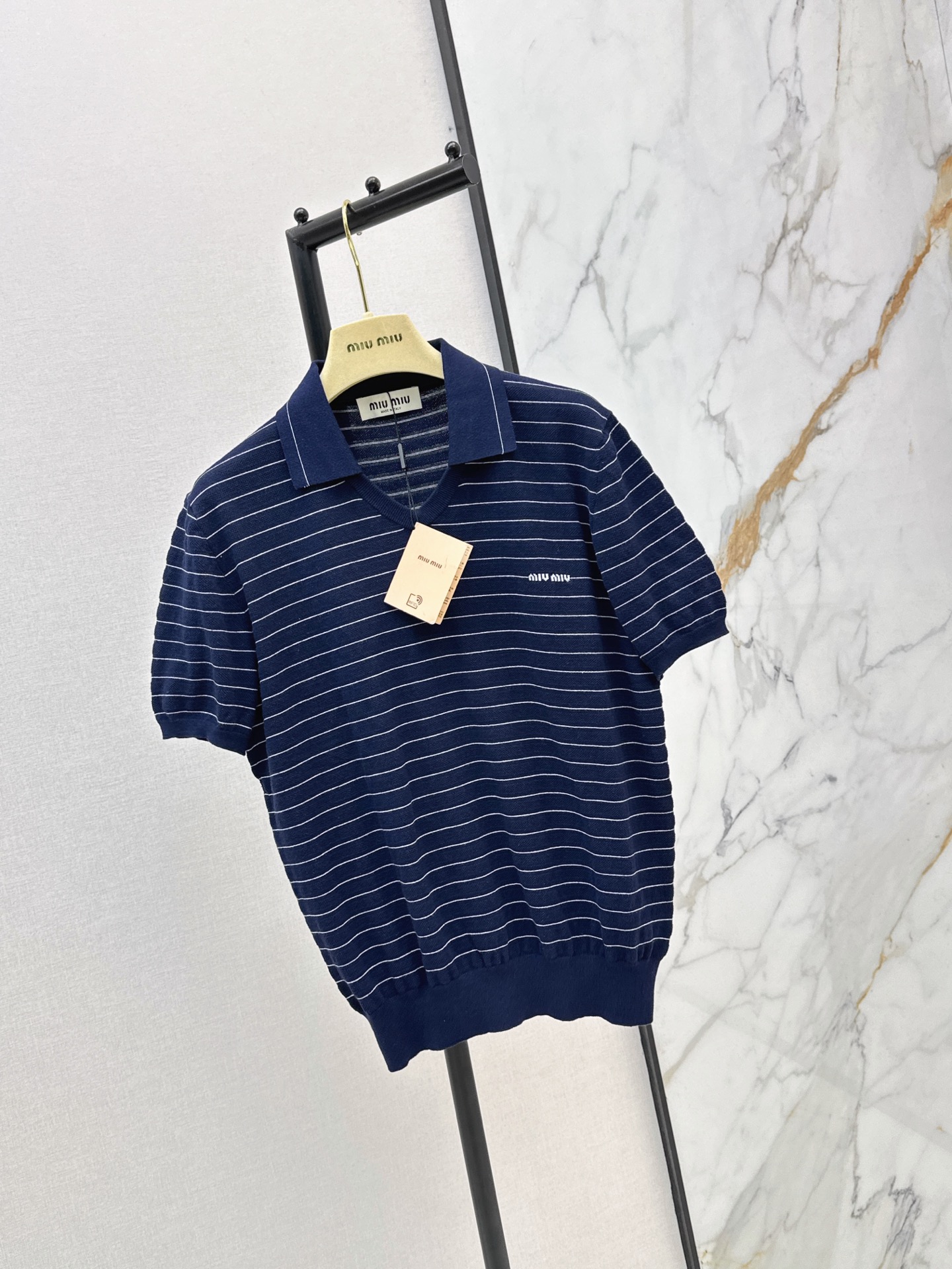 Miu 26ss stripe polo shirt