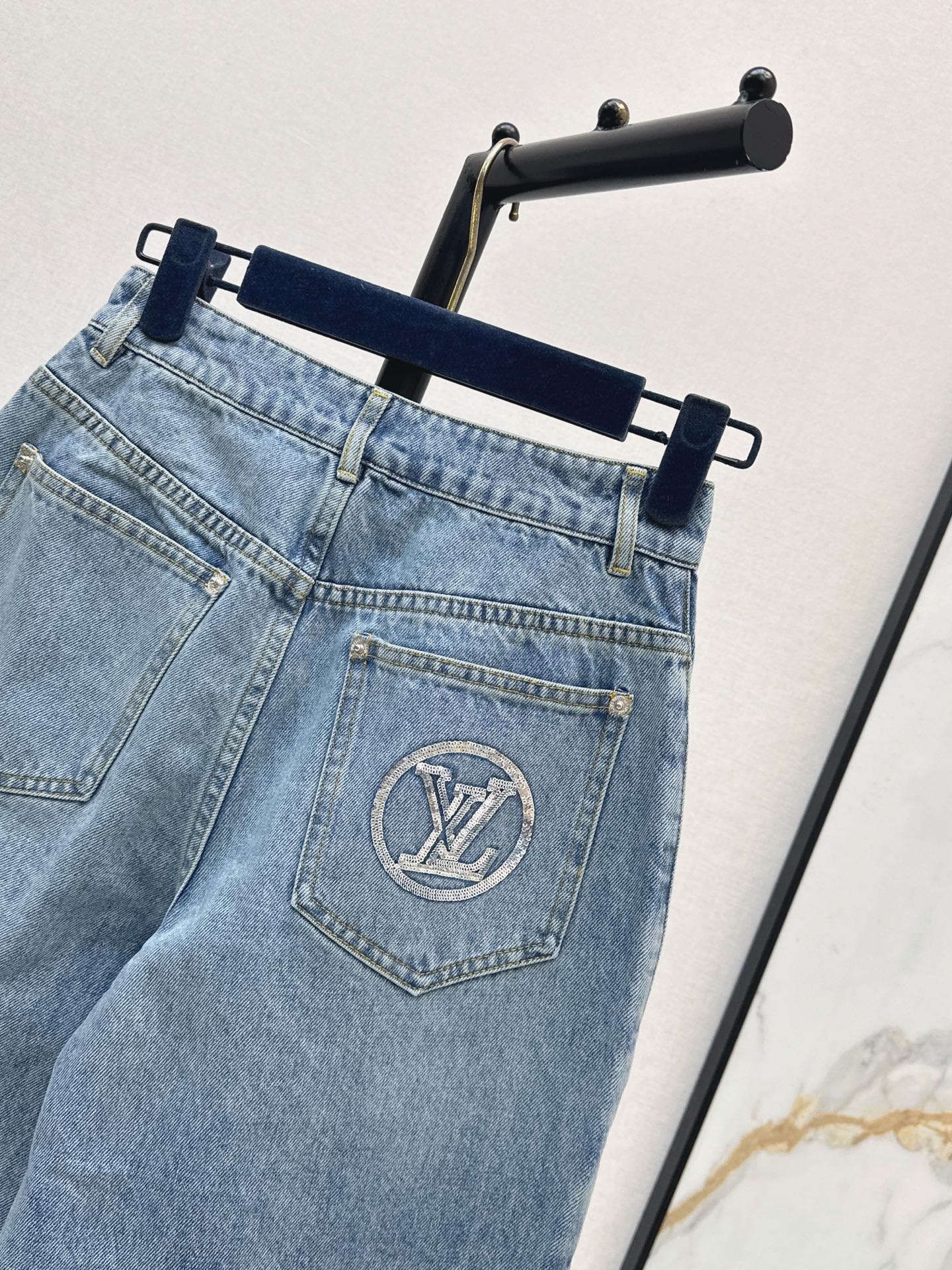 Loui 26ss embroidery sequin jeans