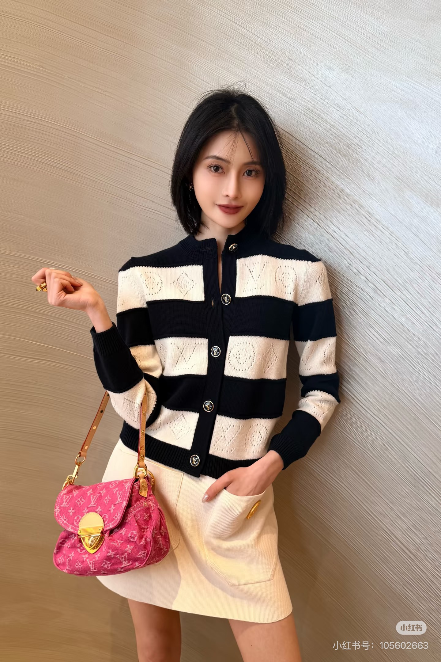 Loui 26ss stripe knit cardigan