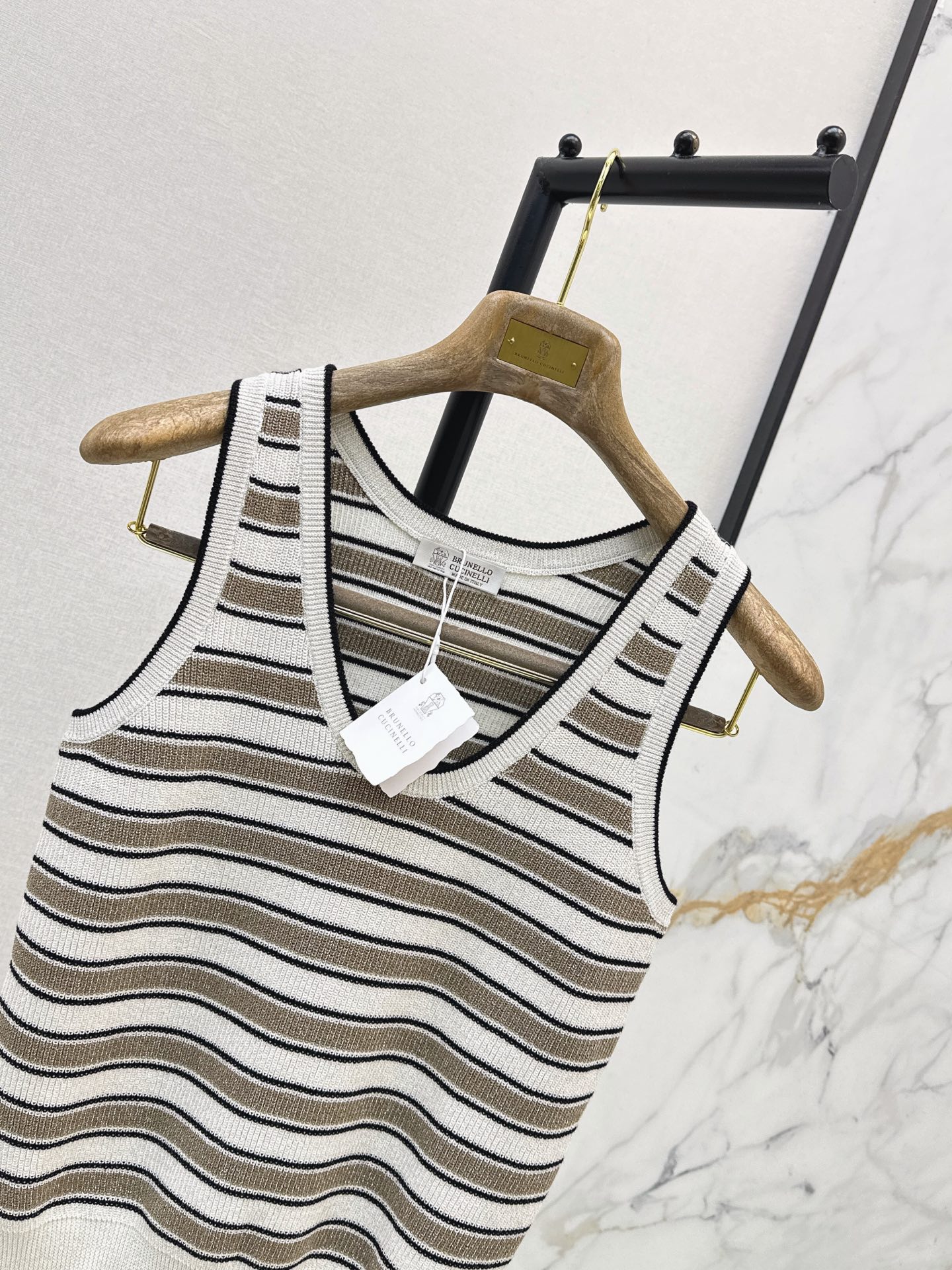 Brun 26ss stripe knit vest