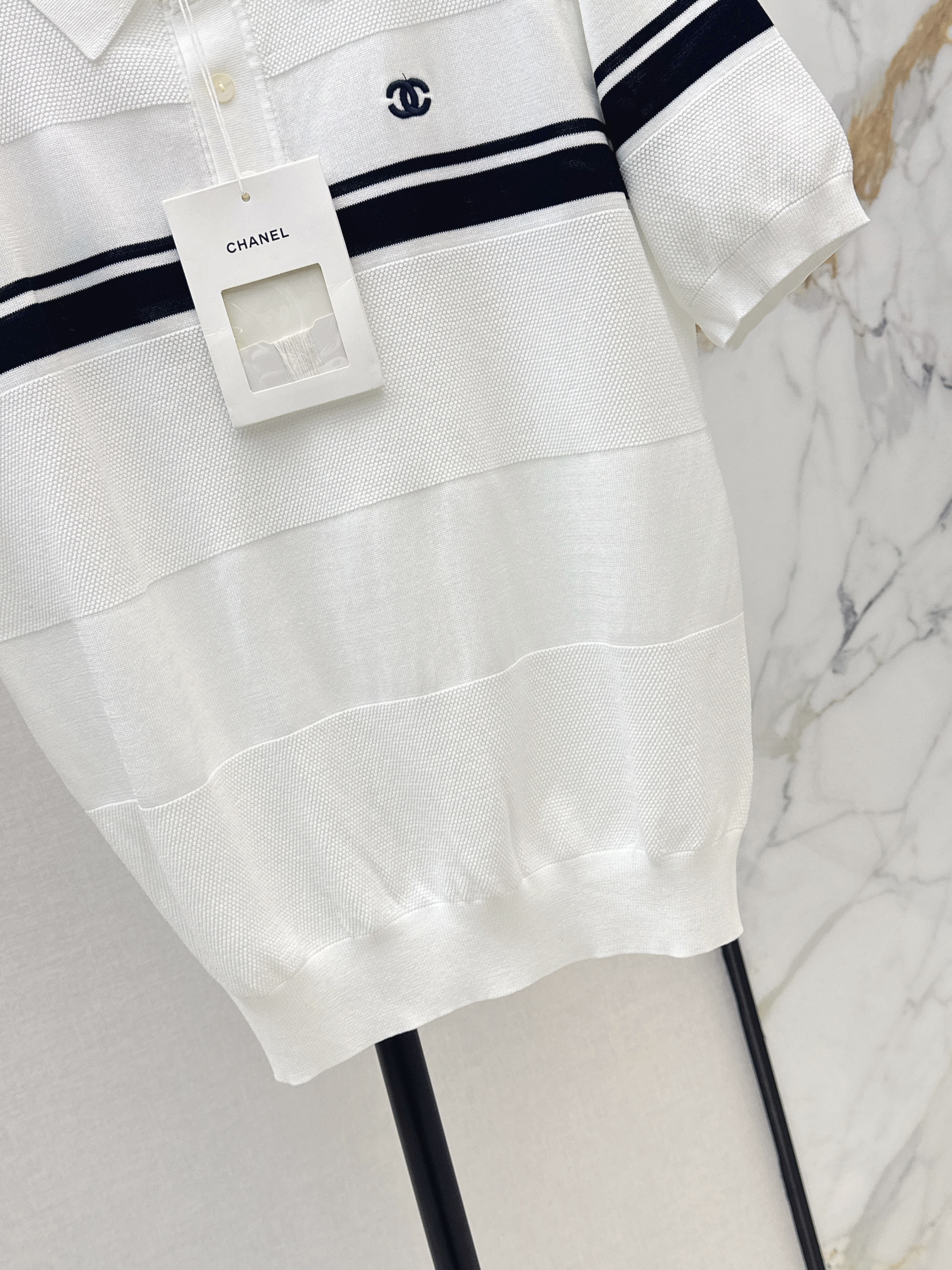 Chan 26ss jacquard polo top
