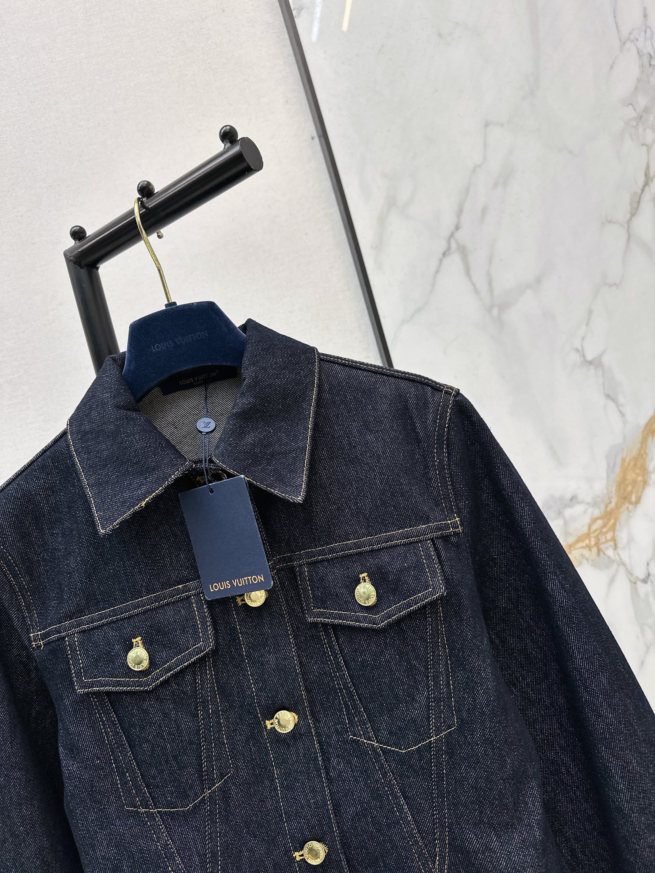 Louis 26ss cinched-waist denim jacket