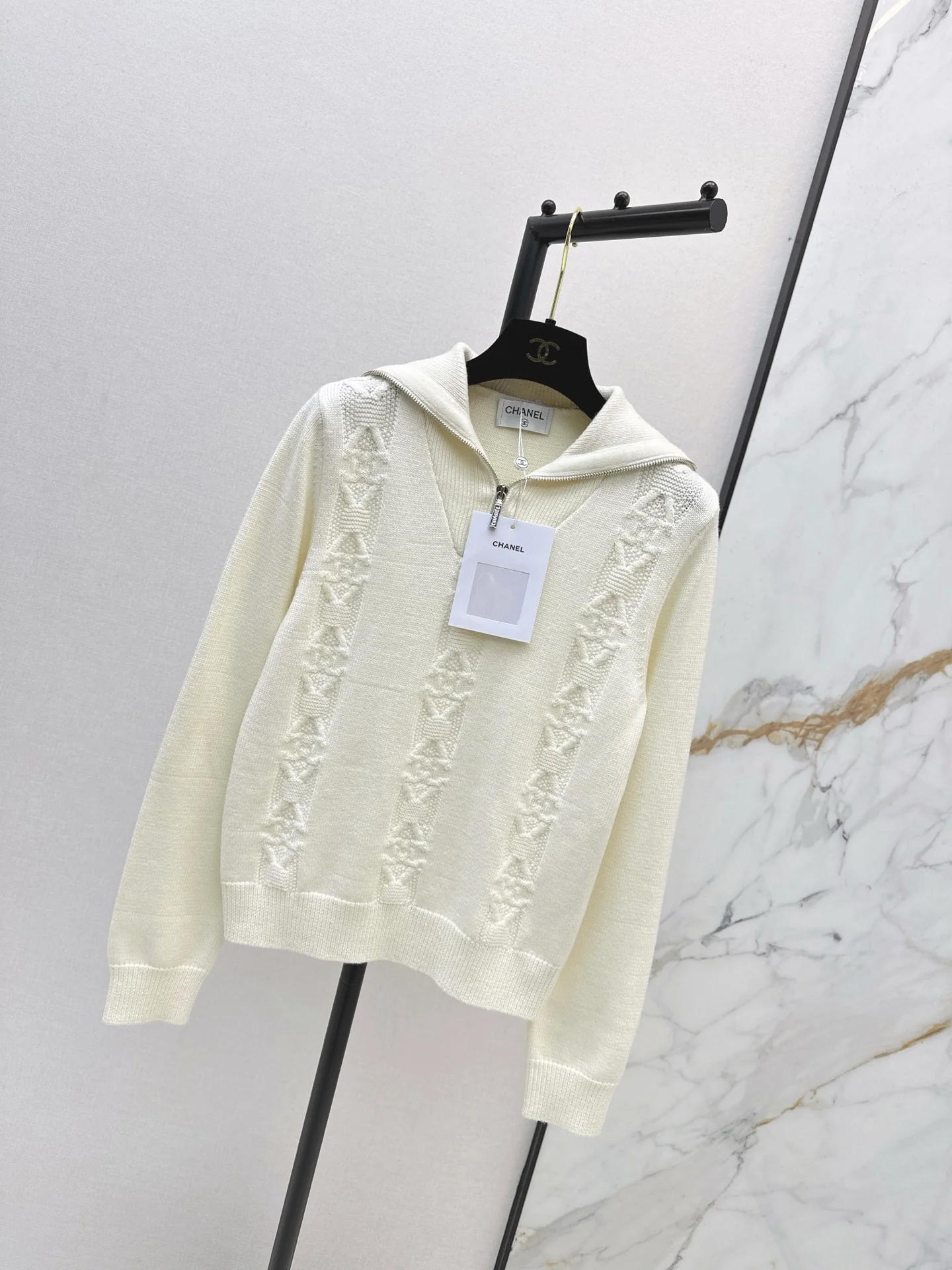 Chan 25fw zip knit jumper