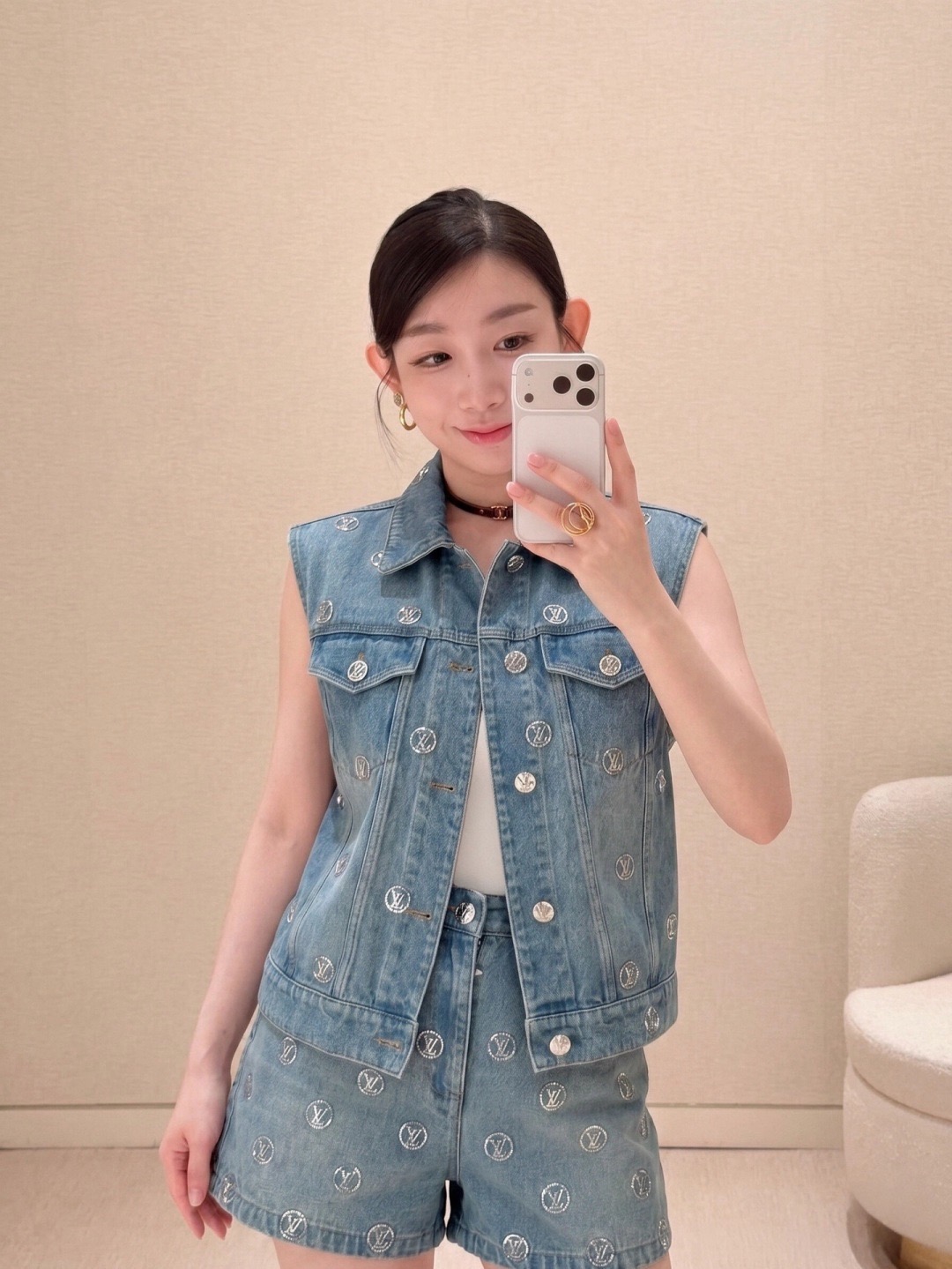 Loui 26ss sequin denim vest