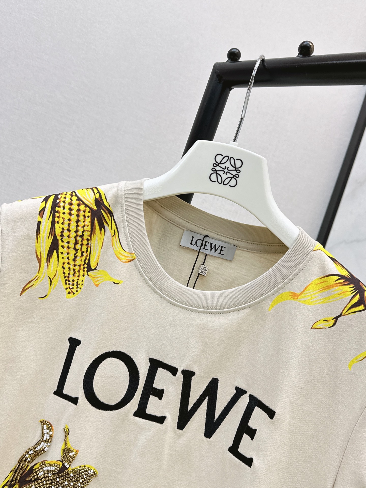 Loe 26ss print beading t-shirt