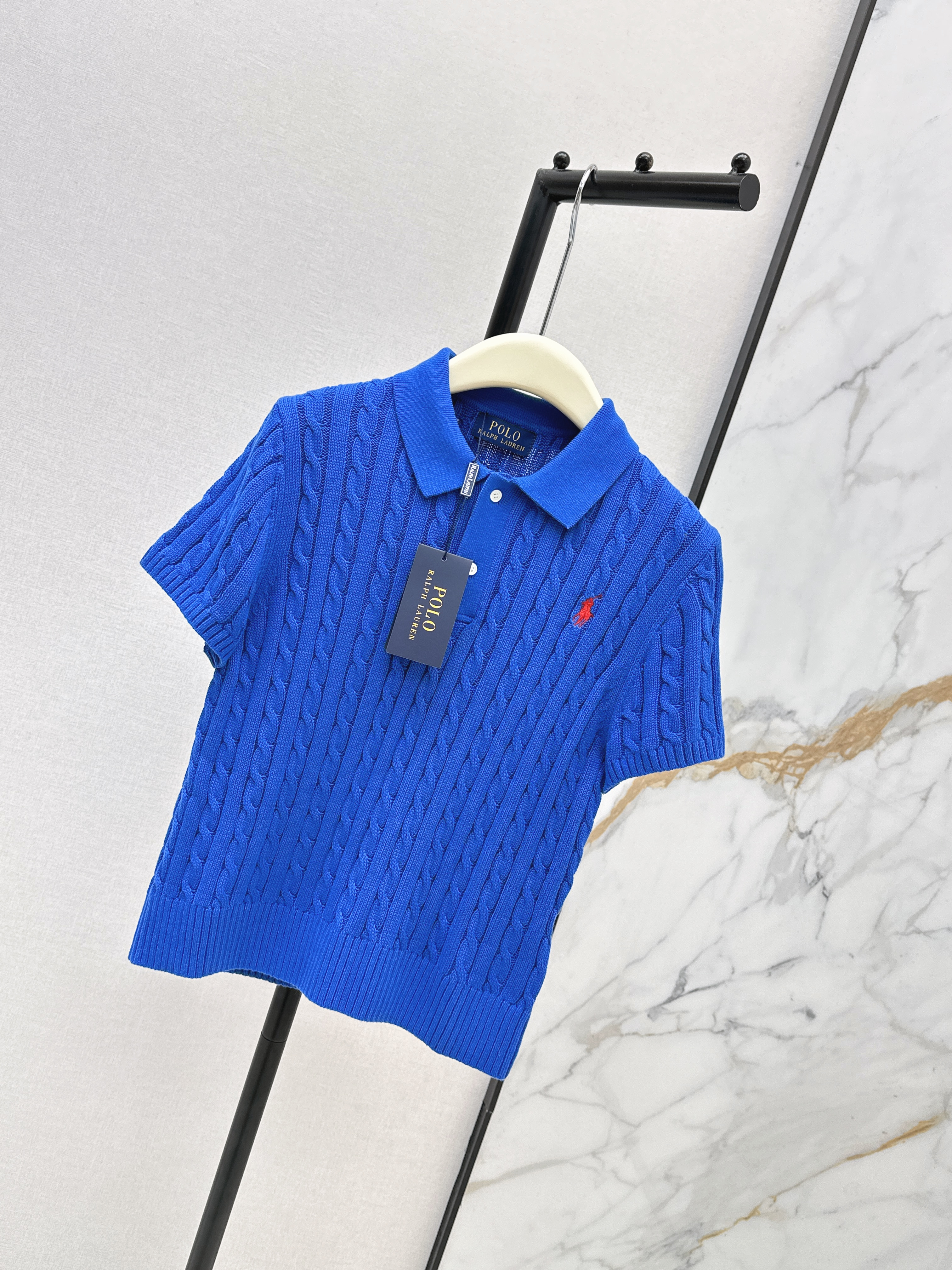 Ralp 26ss cable polo knit top