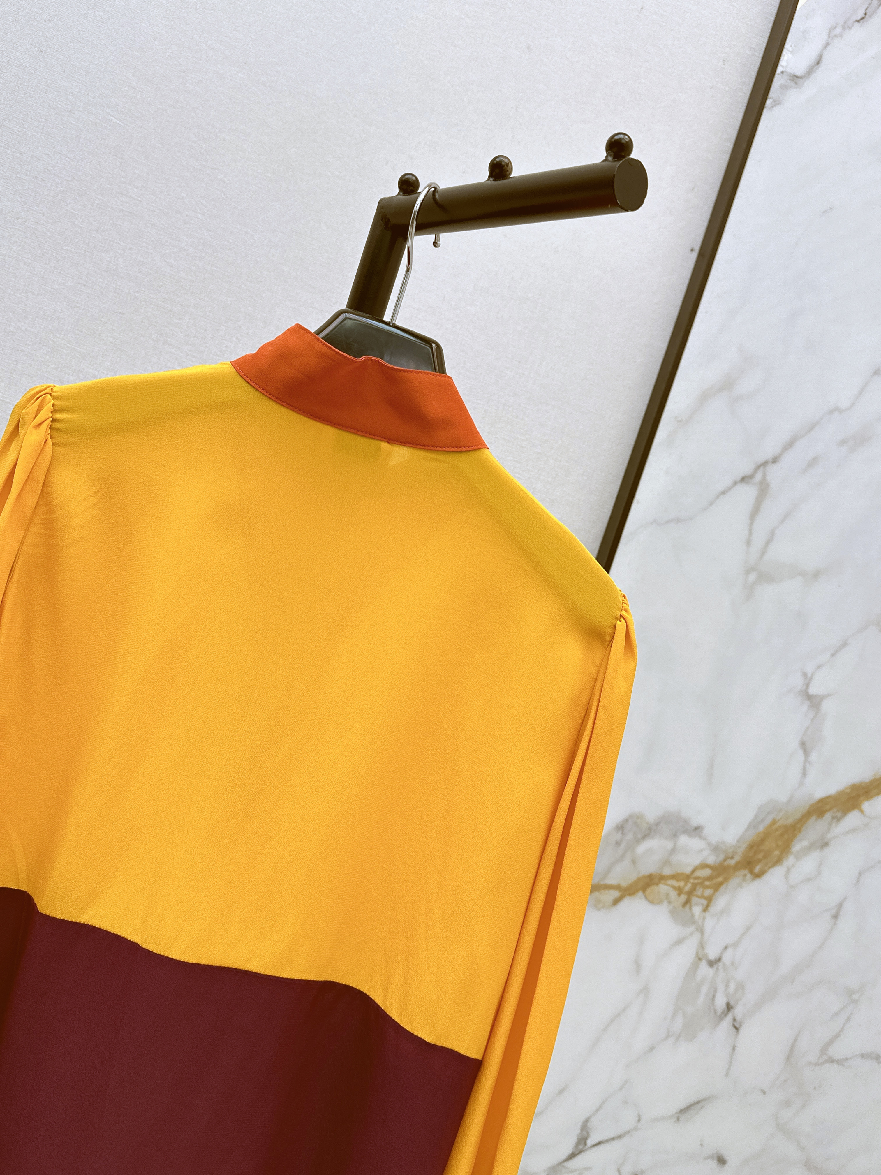 Saint 26ss coloblock silk shirt