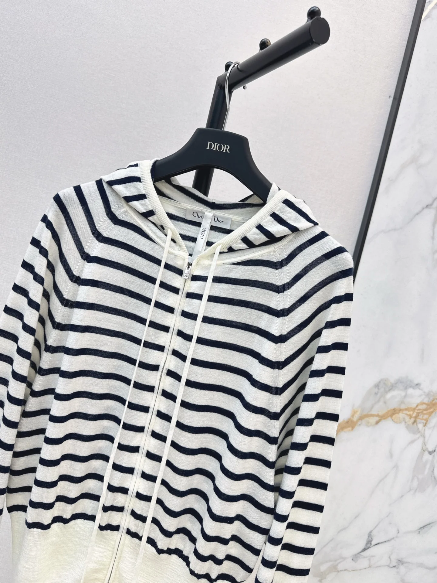 CD 26ss stripe hooded knit cardigan