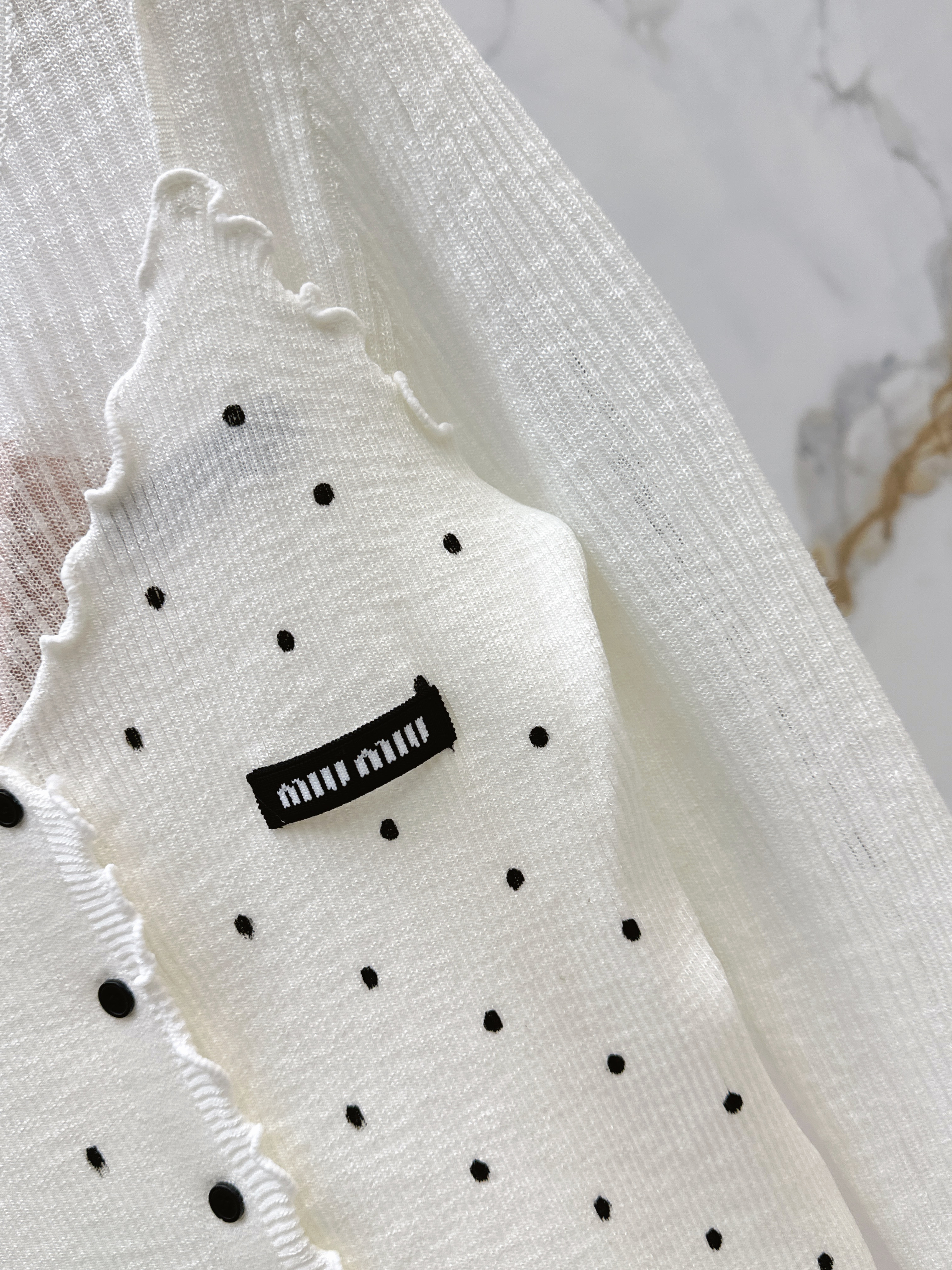 Miu 26SS Polka Dot Camisole and Cardigan Set