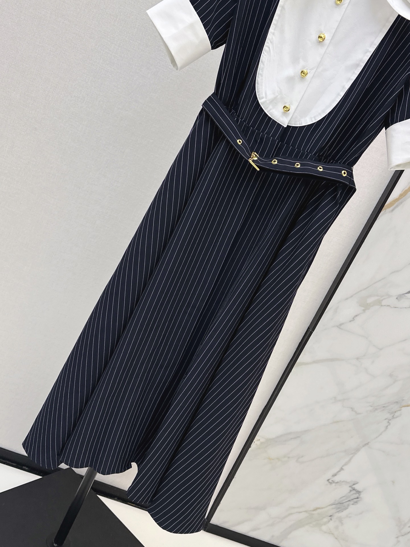CD 26ss striped contract belted dress