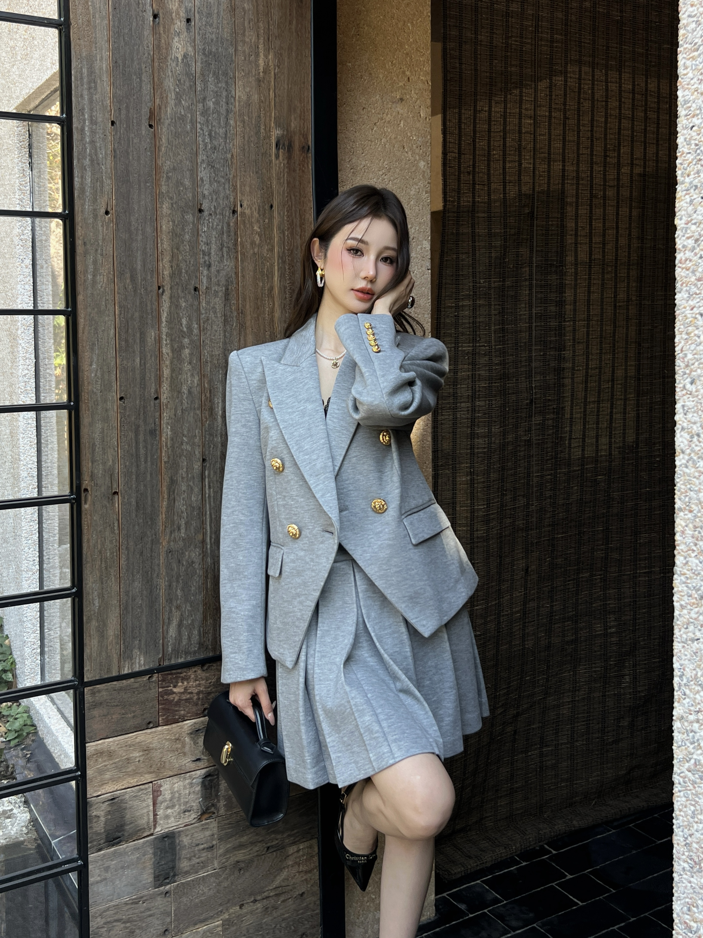 Balm 26ss suit blazer pleated skirt set