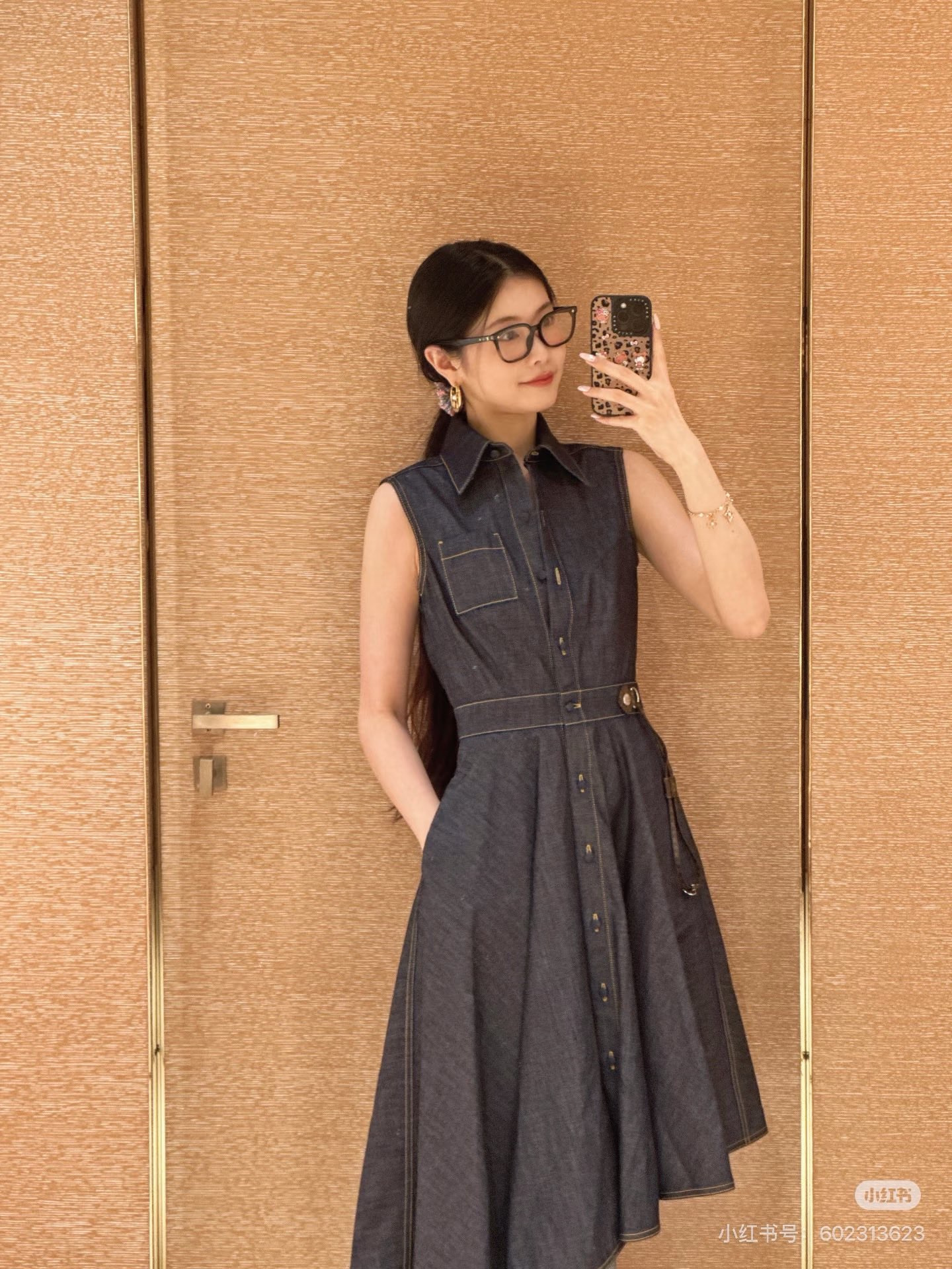 Louis 26ss Sleeveless Denim Shirt Dress