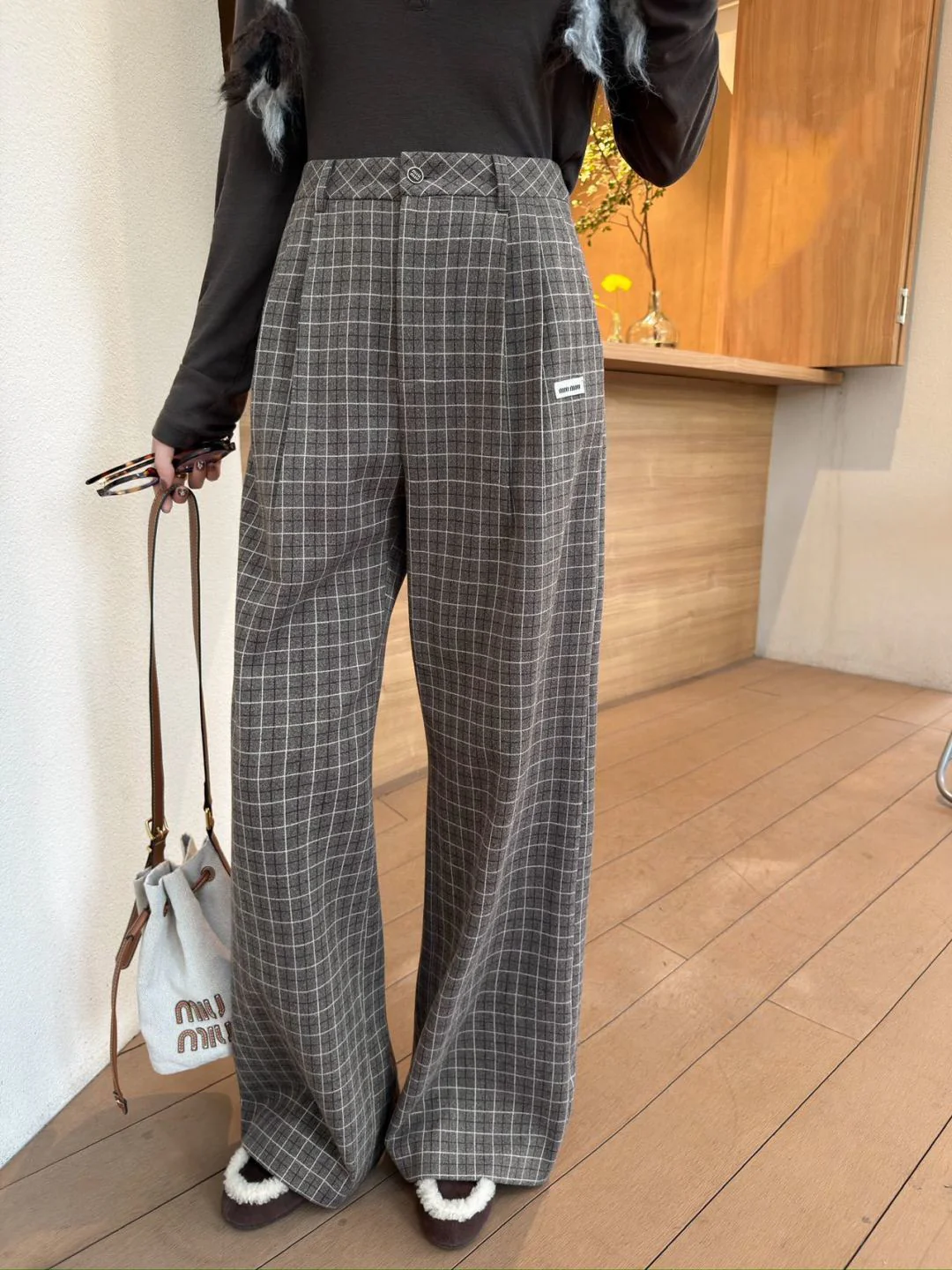 Miu 26ss check pants