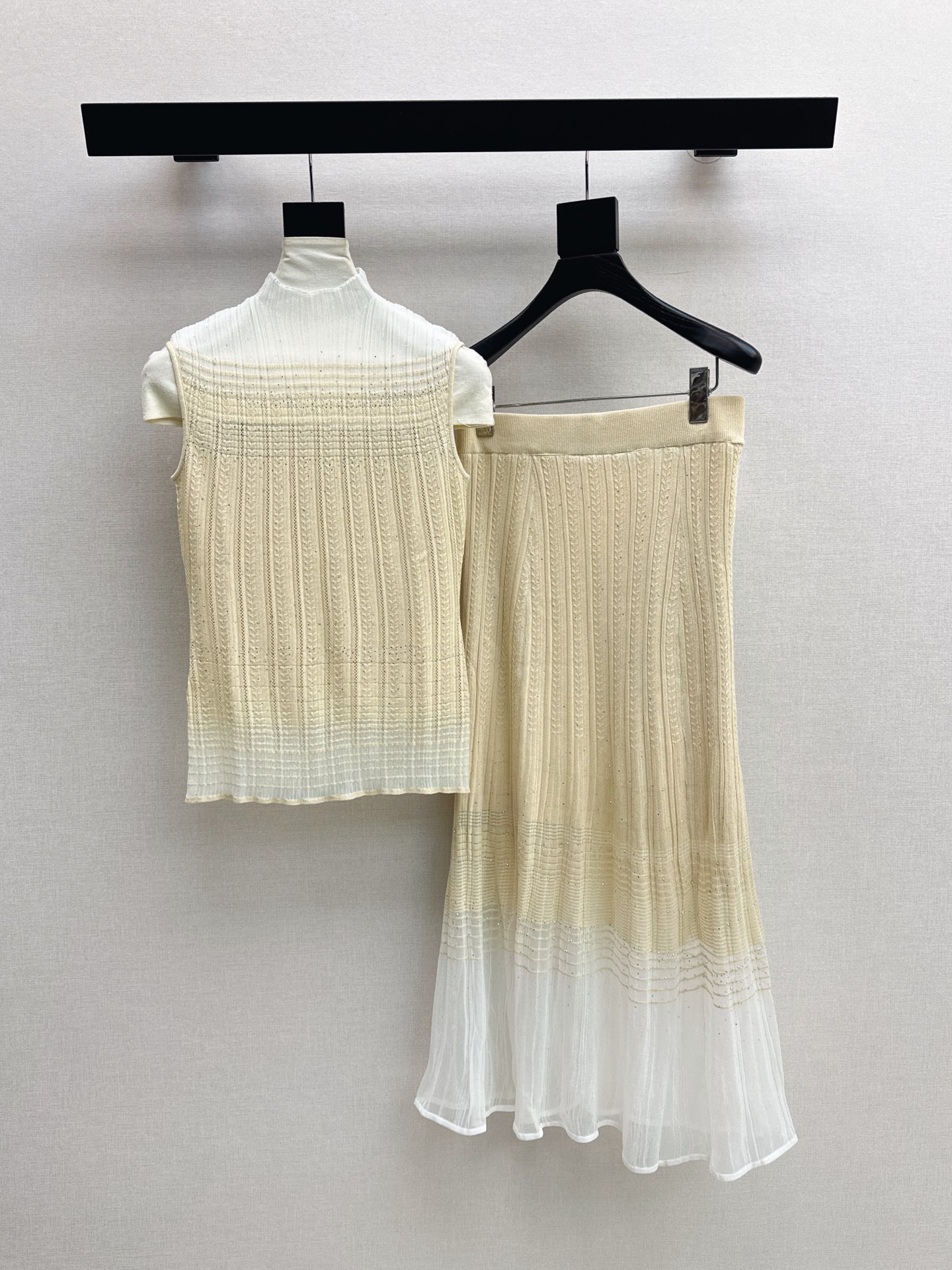 Chan 26ss sleeveless knit vest skirt set