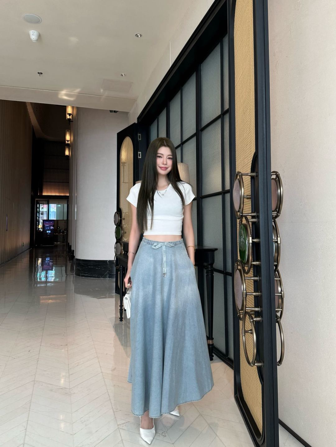 CD 26ss pleated denim skirt