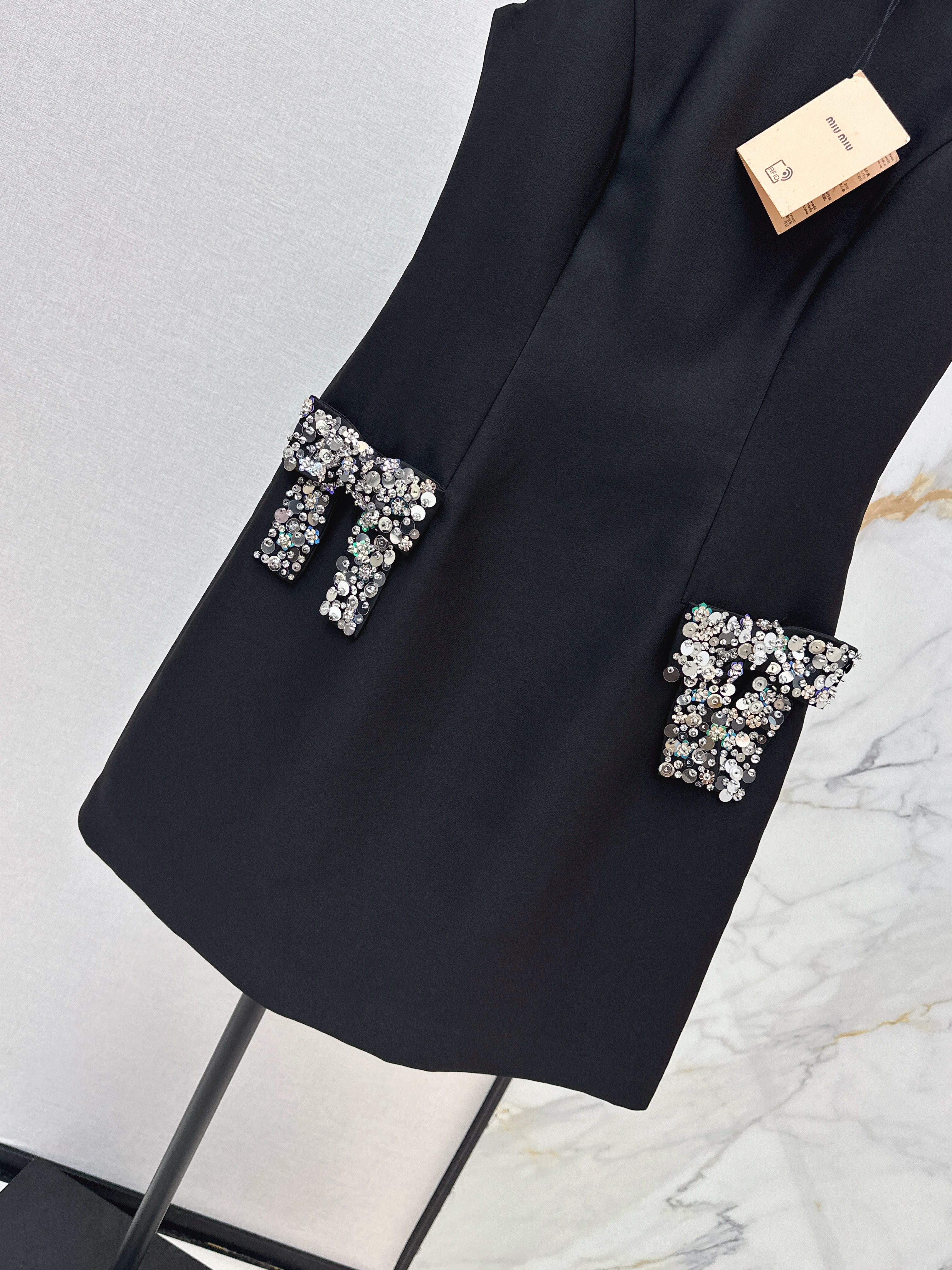 Miu 26ss rhinestone sleeveless dress