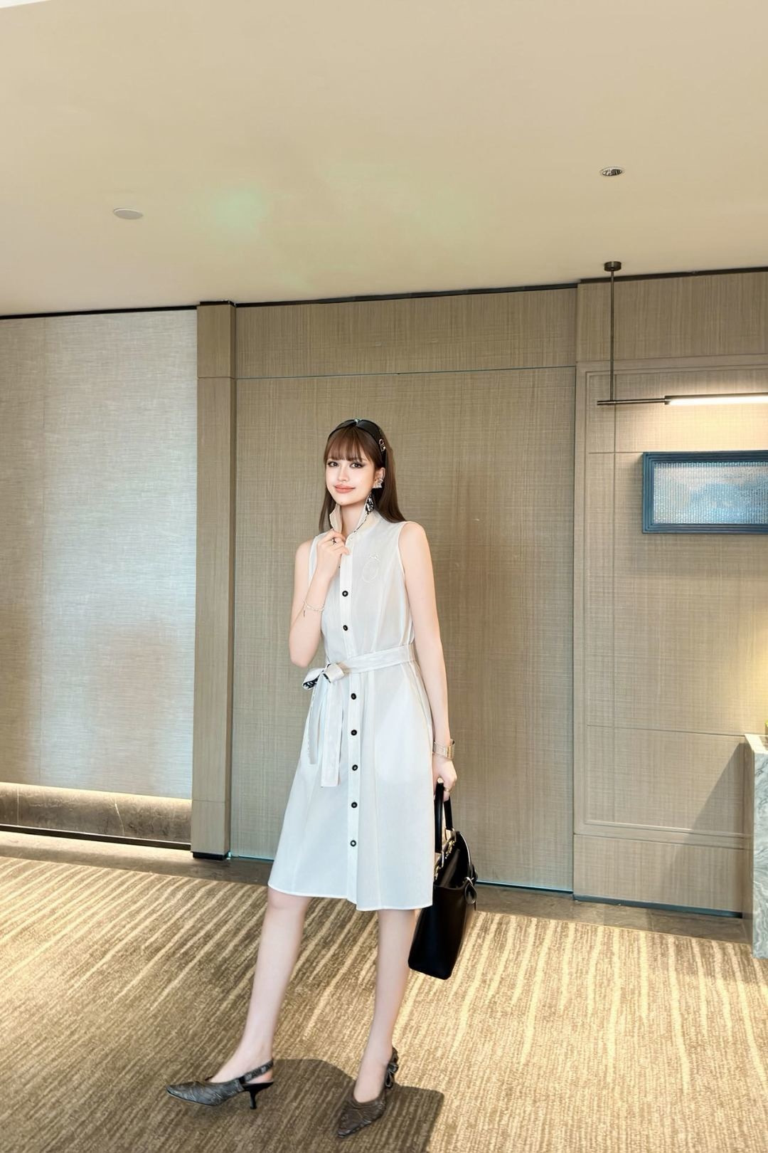 CD 26SS Sleeveless Belted Shirt Dress