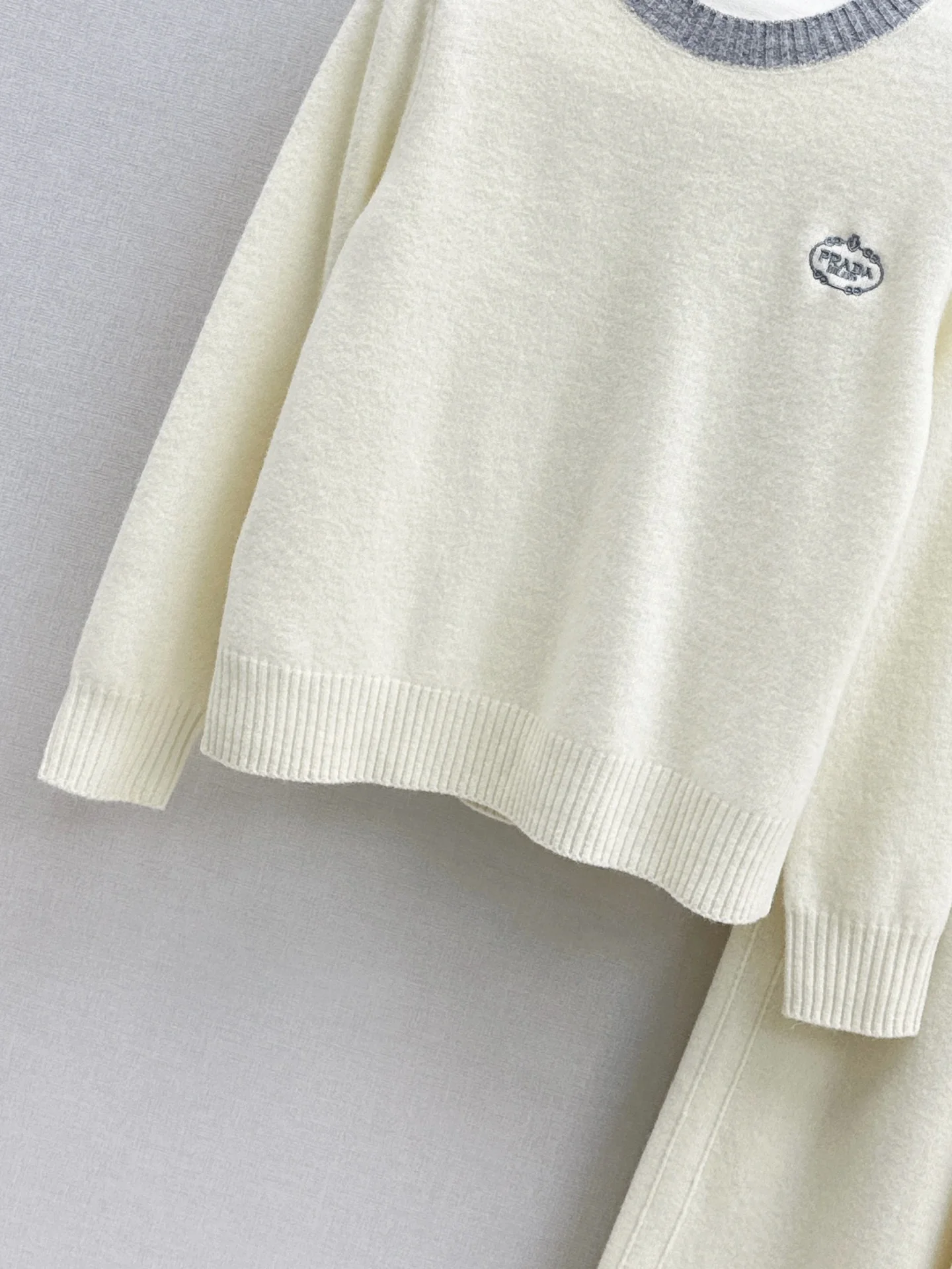 Prad 25fw wool sweater +wide-leg pants outfit set