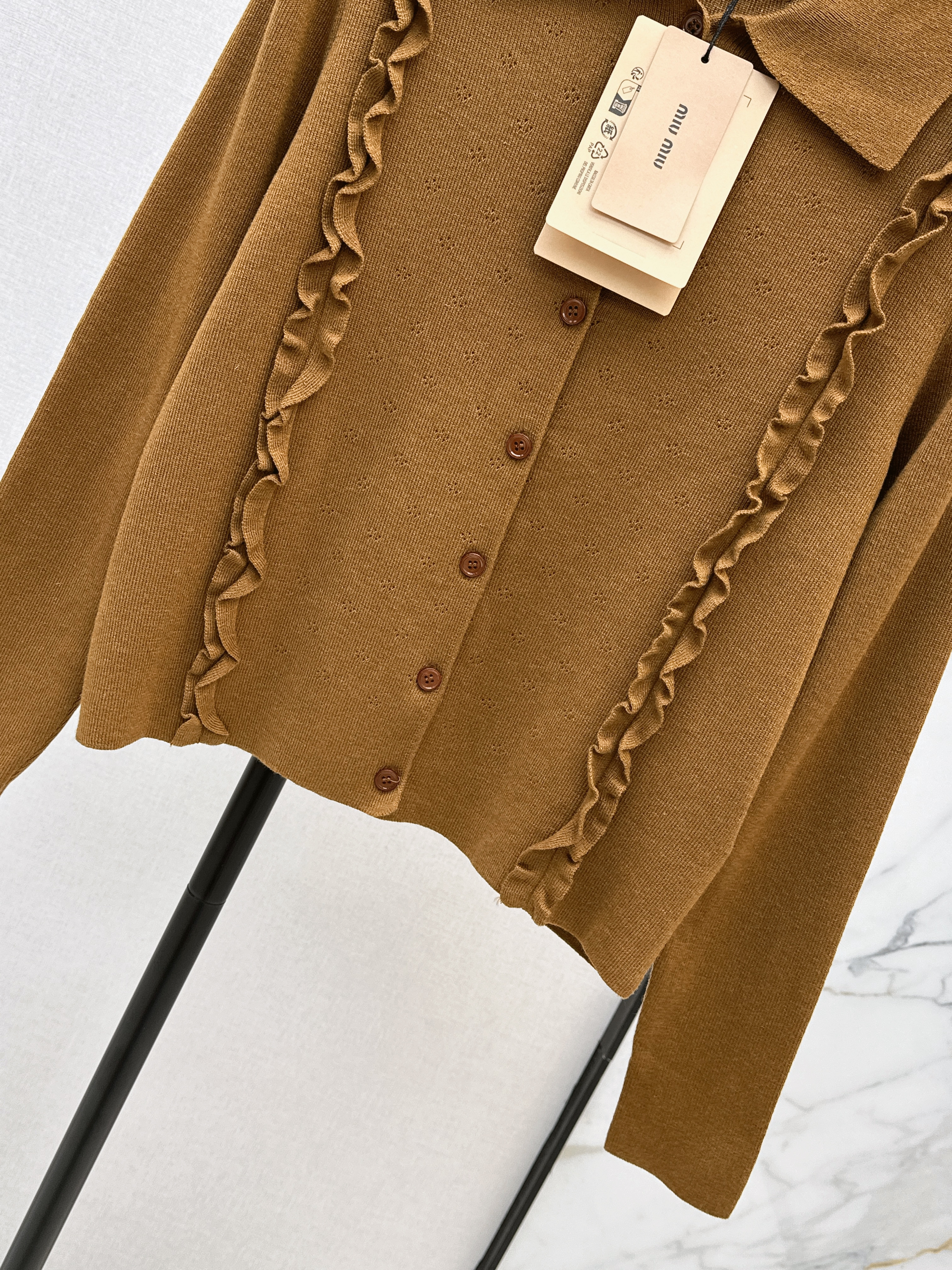 Miu 26ss ruffle cardigan